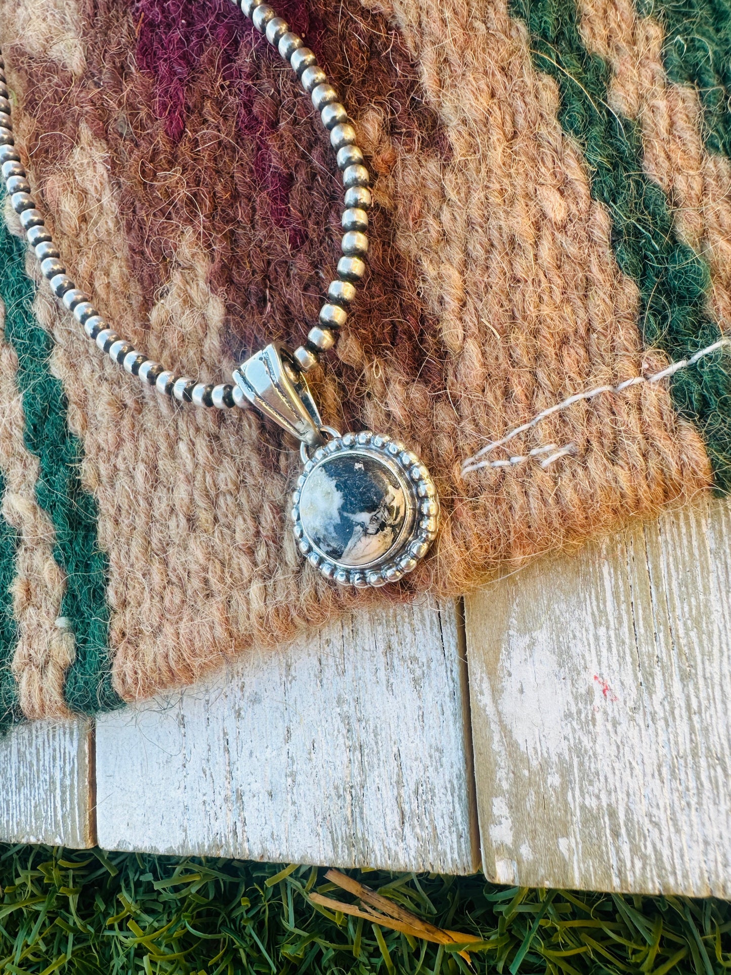 Handcrafted Sterling Silver & White Buffalo Pendant