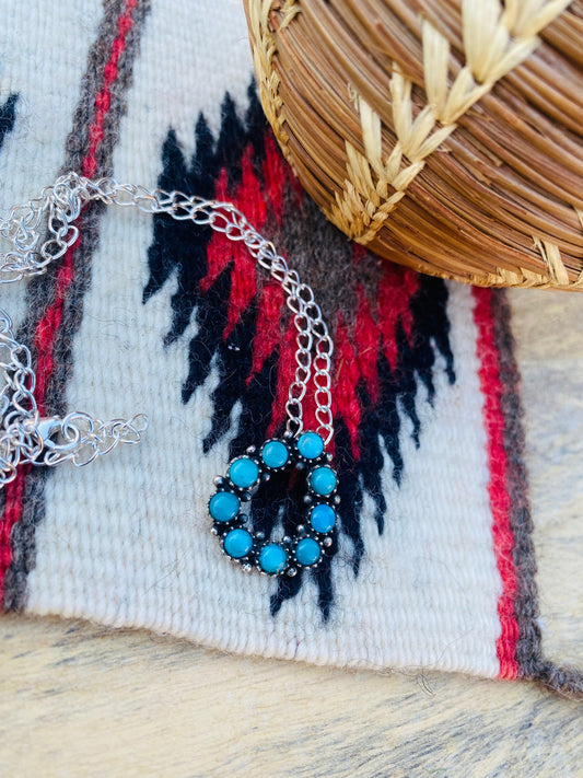 Handcrafted Sterling Silver & Turquoise Cluster Necklace