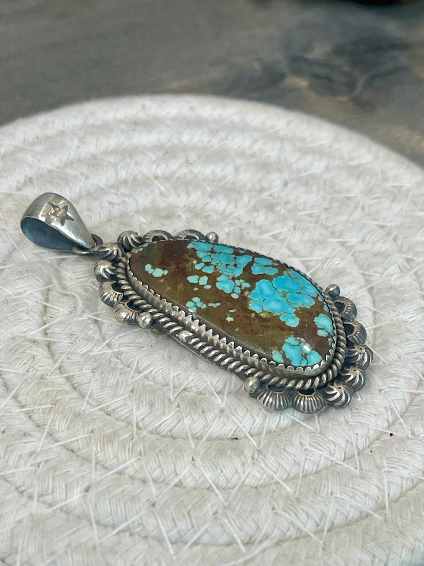 Beautiful Handmade Number 8 Turquoise & Sterling Silver Pendant