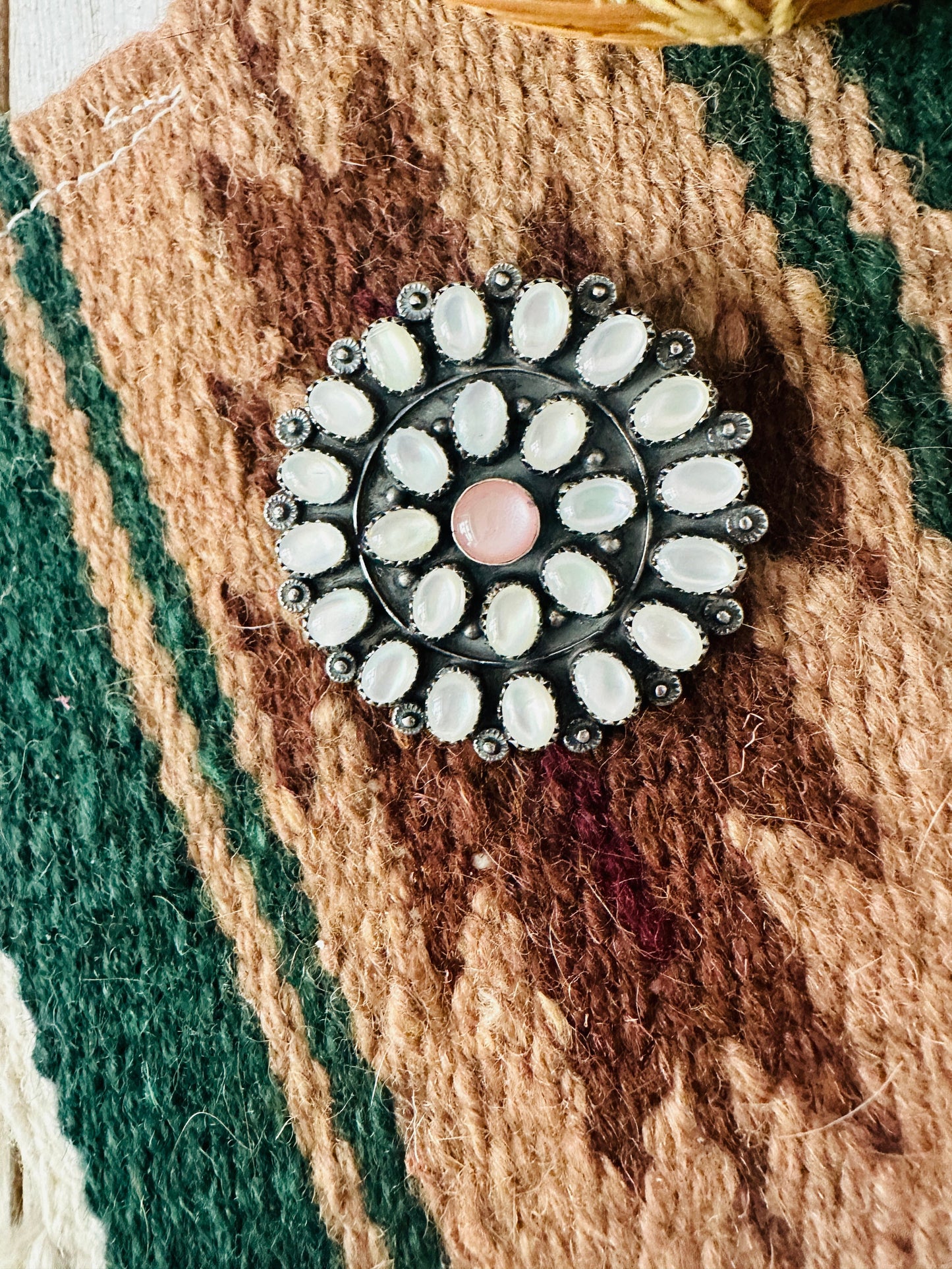 Handcrafted Mother of Pearl & Sterling Silver Cluster Brooch by Jacqueline Silver