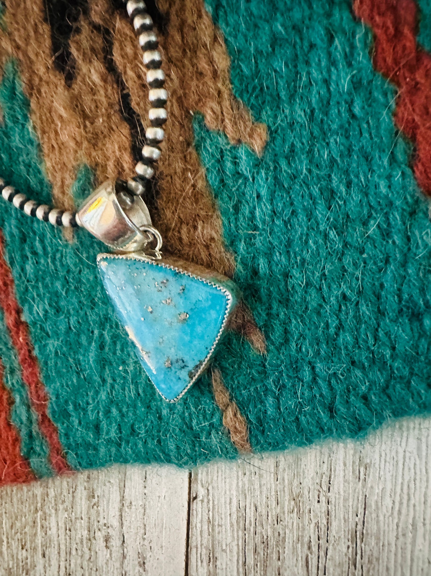 Handcrafted Turquoise & Sterling Silver Triangle Pendant