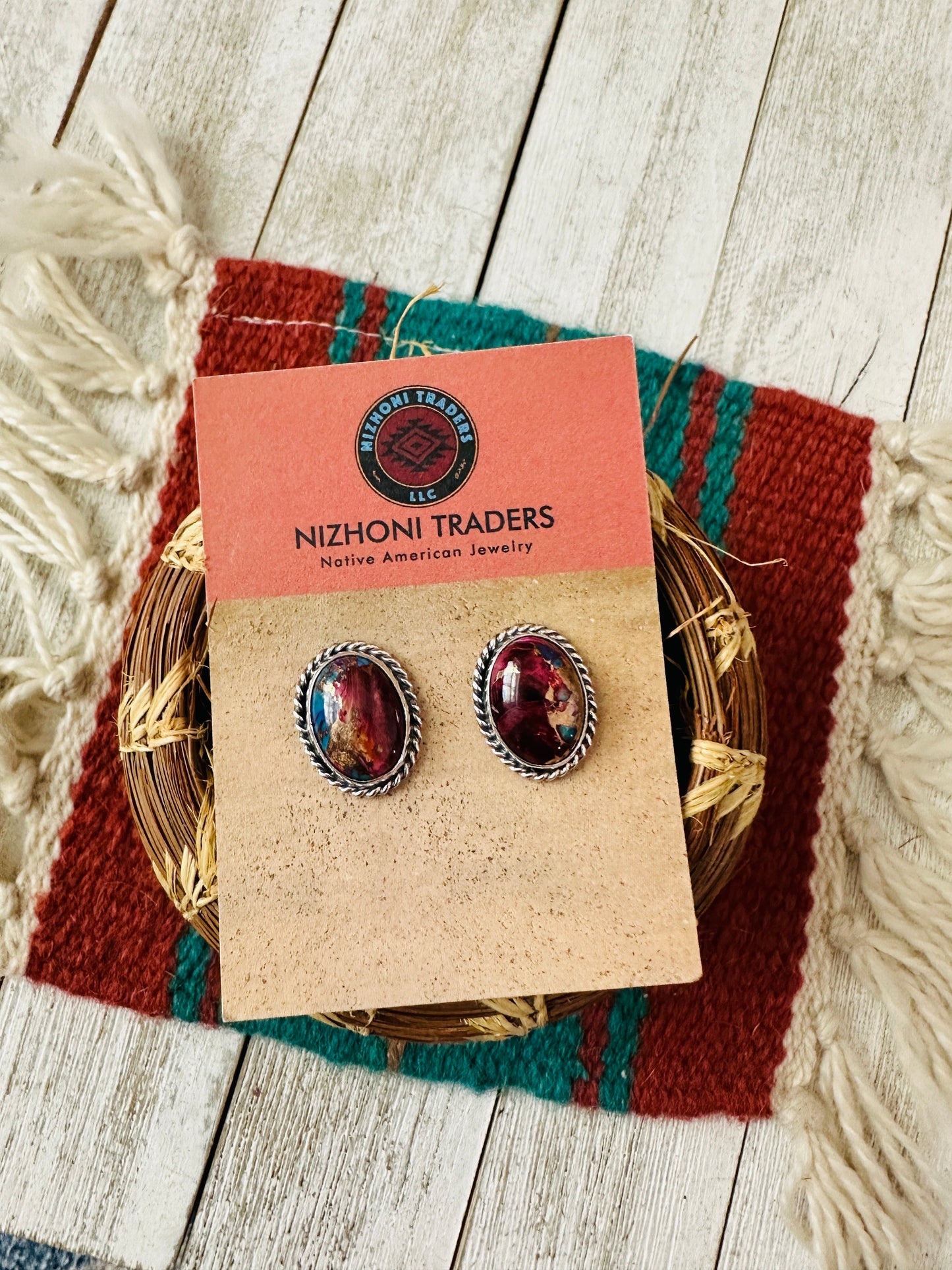 Handcrafted Pink Dream Mojave and Sterling Silver Post Earrings
