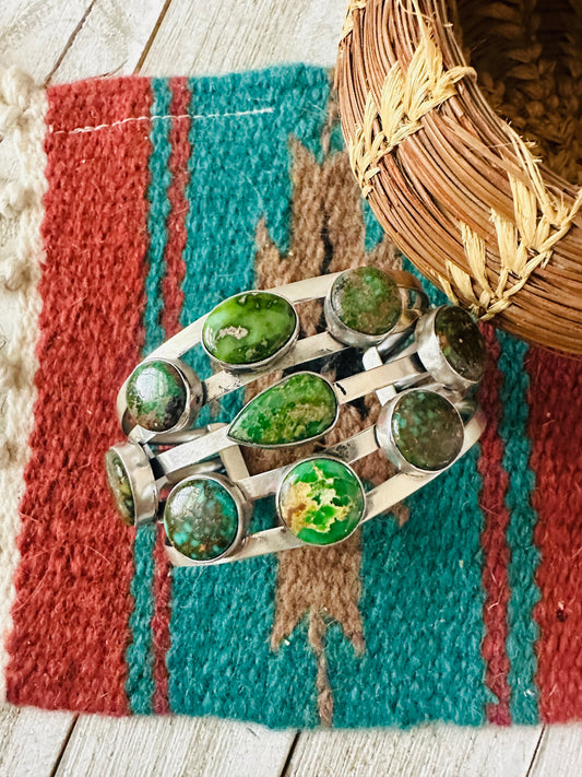 Handcrafted Royston Turquoise & Sterling Silver Cuff Bracelet /