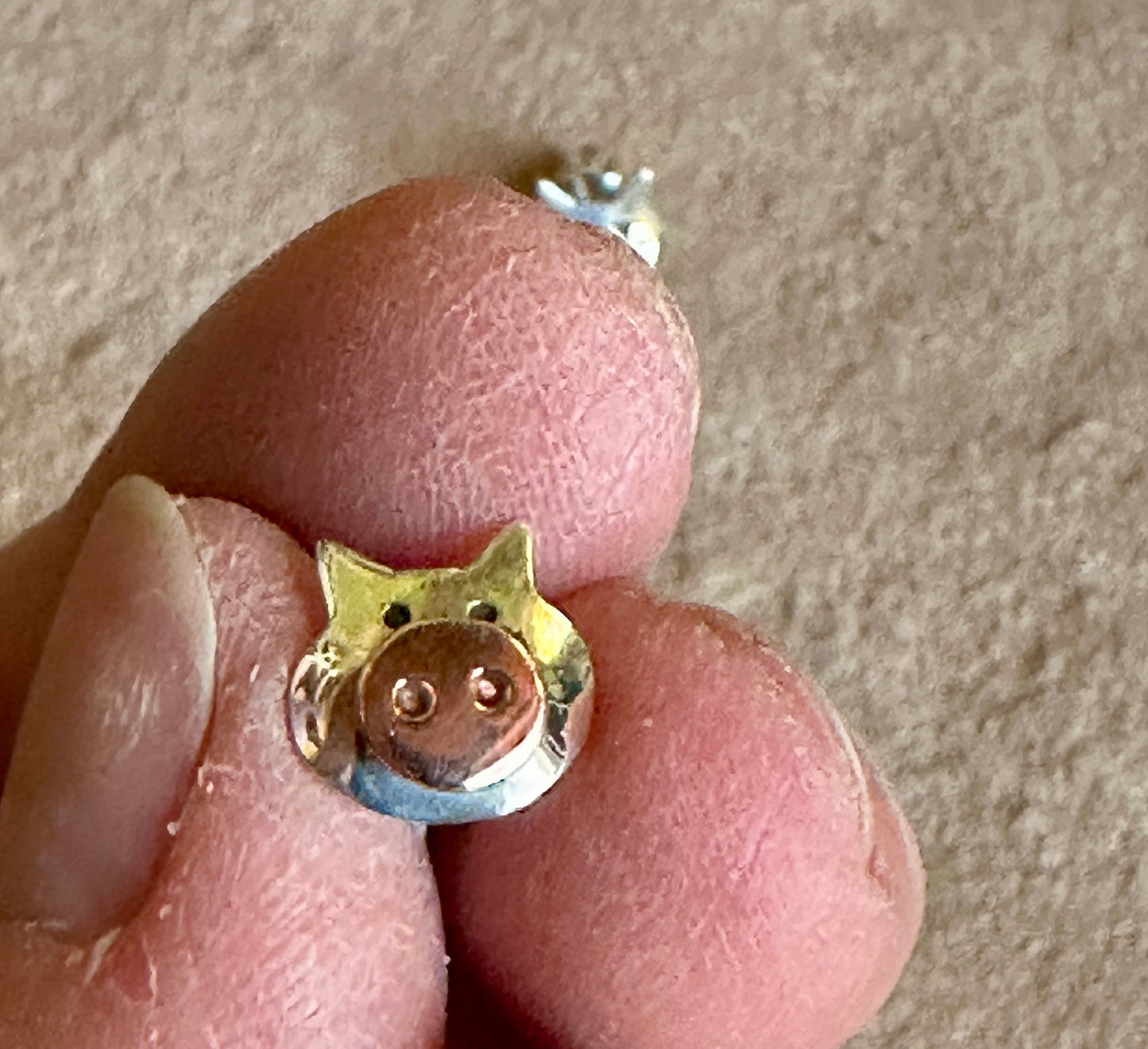 Copper & Sterling Silver Piggy Stud Earrings