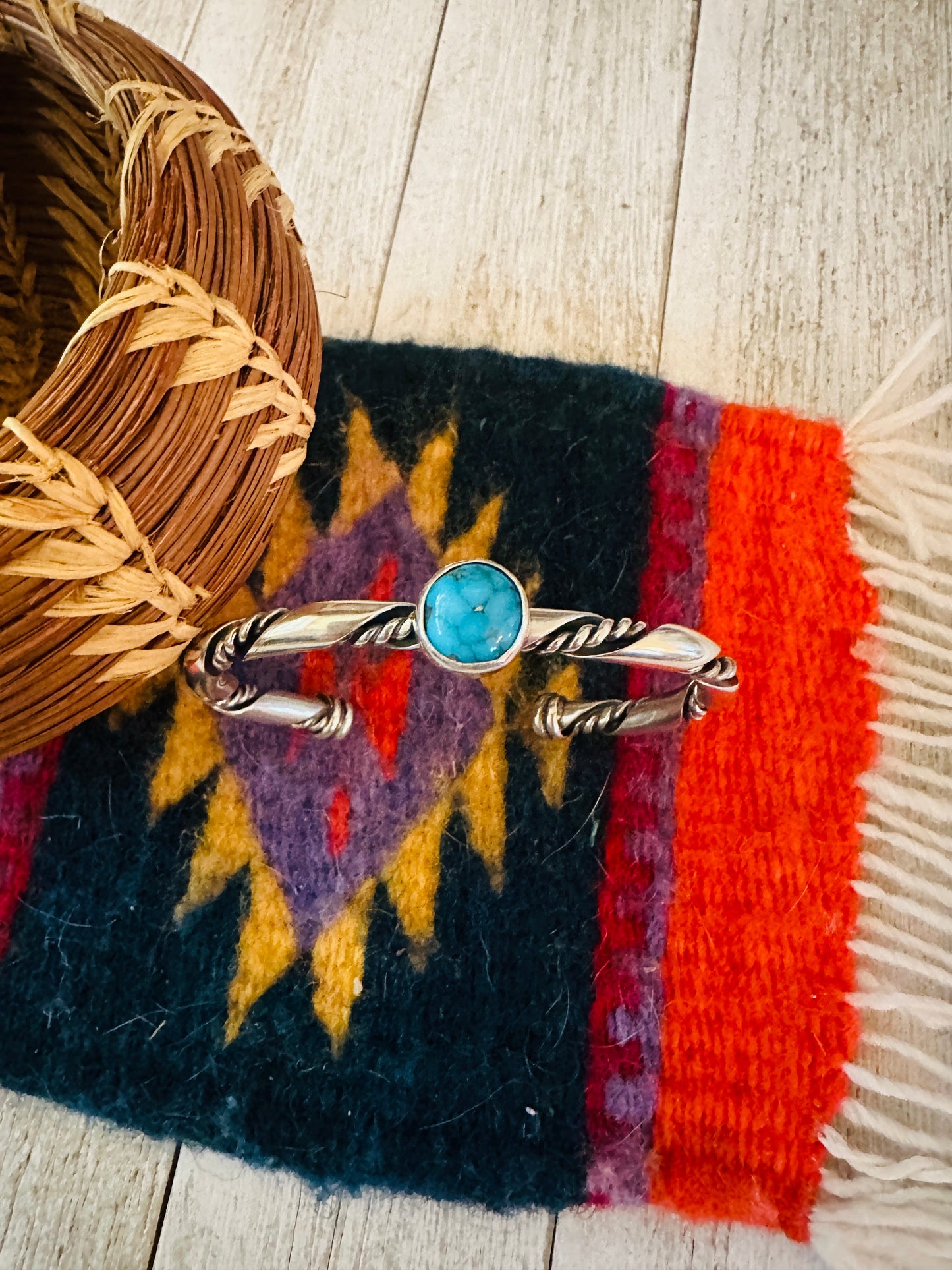 Handcrafted Sterling Silver & Morenci Turquoise Cuff Bracelet