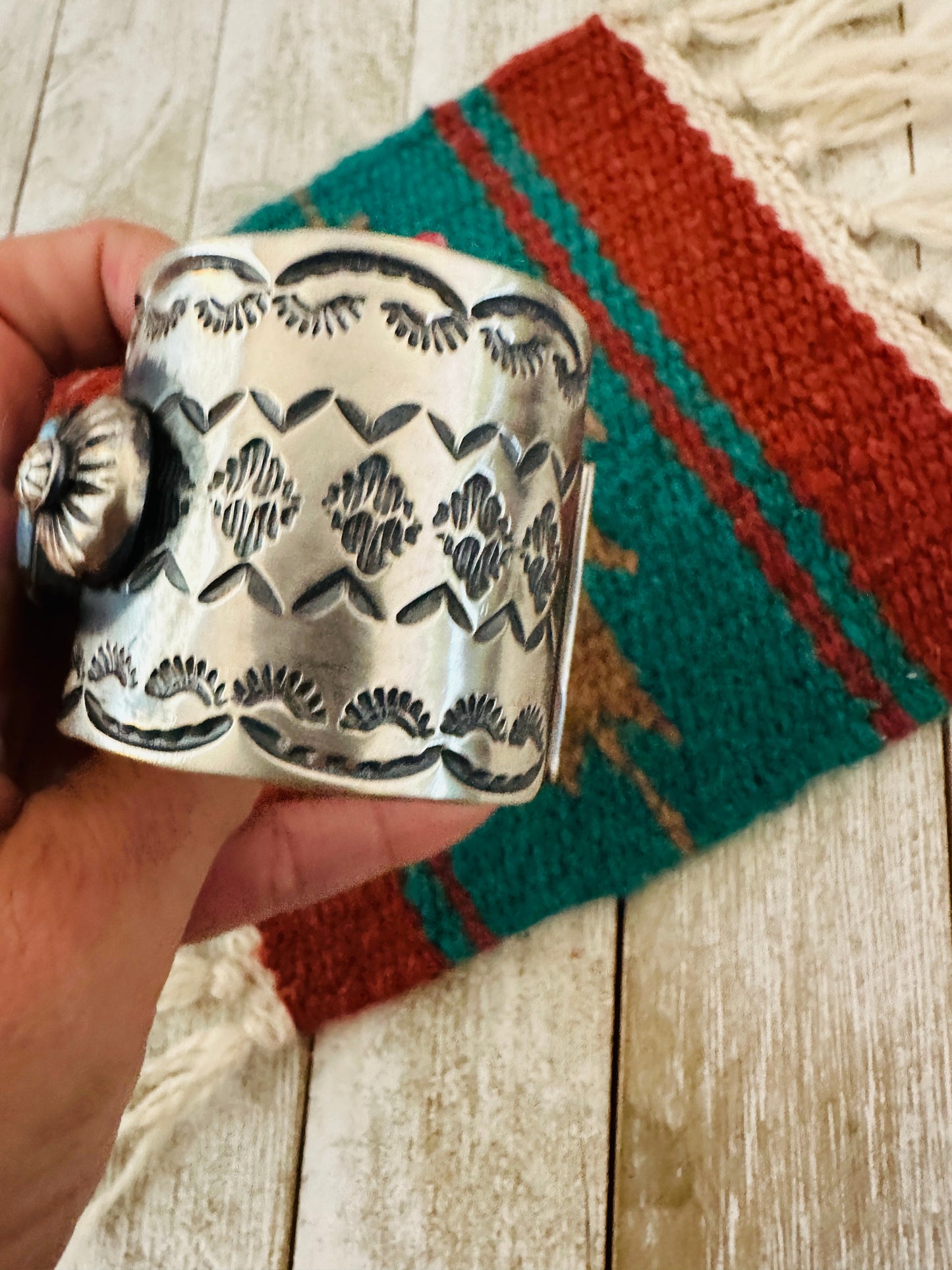 Handcrafted Sterling Silver & Golden Hills Turquoise Cuff Bracelet by Chimney Butte /