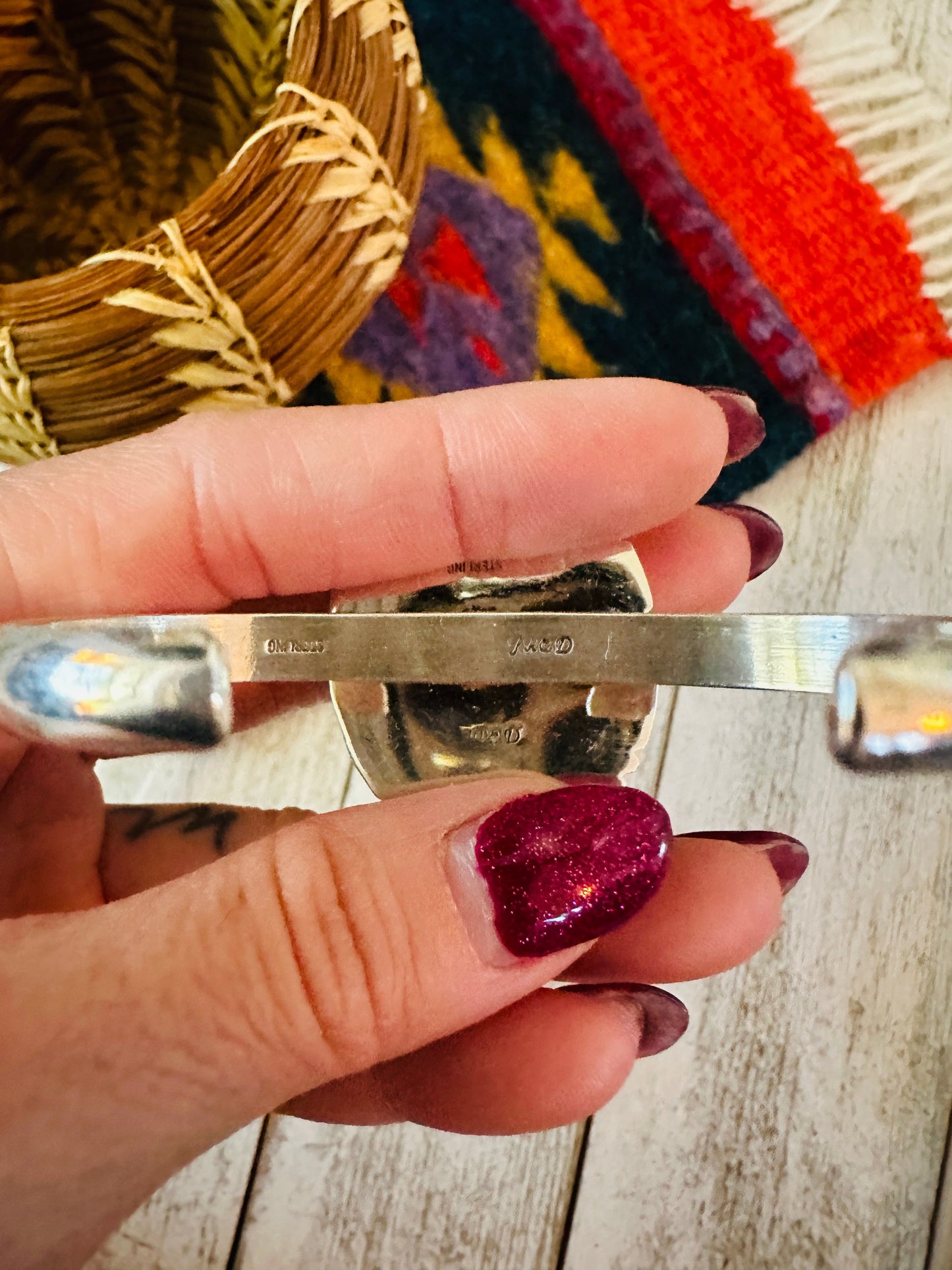 Handcrafted Sterling Silver & Turquoise Cuff Bracelet by Francis Fred