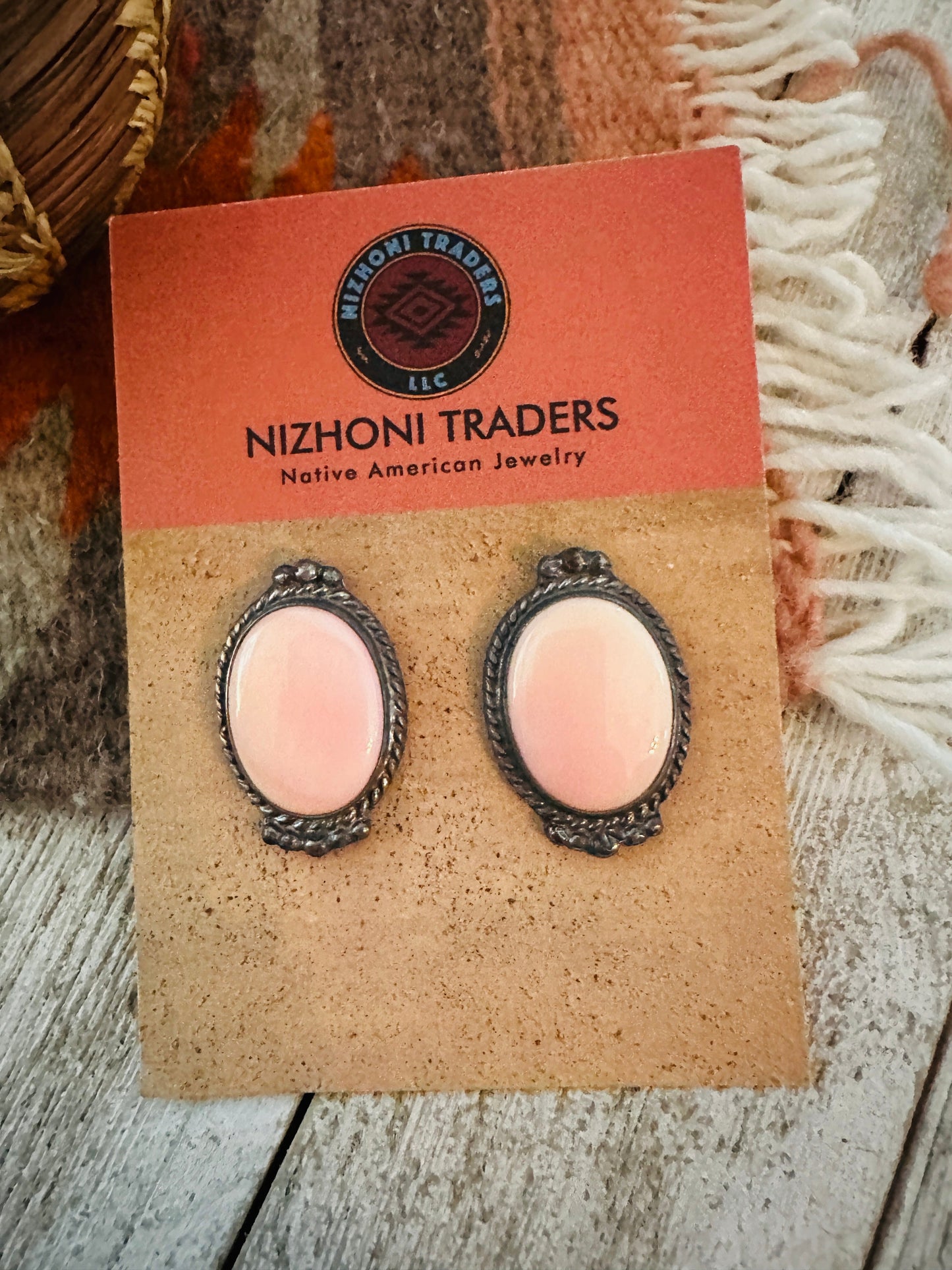 Handcrafted Sterling Silver & Queen Pink Conch Post Earrings