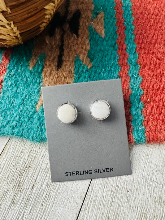 White Buffalo and Sterling Silver Stud Earrings