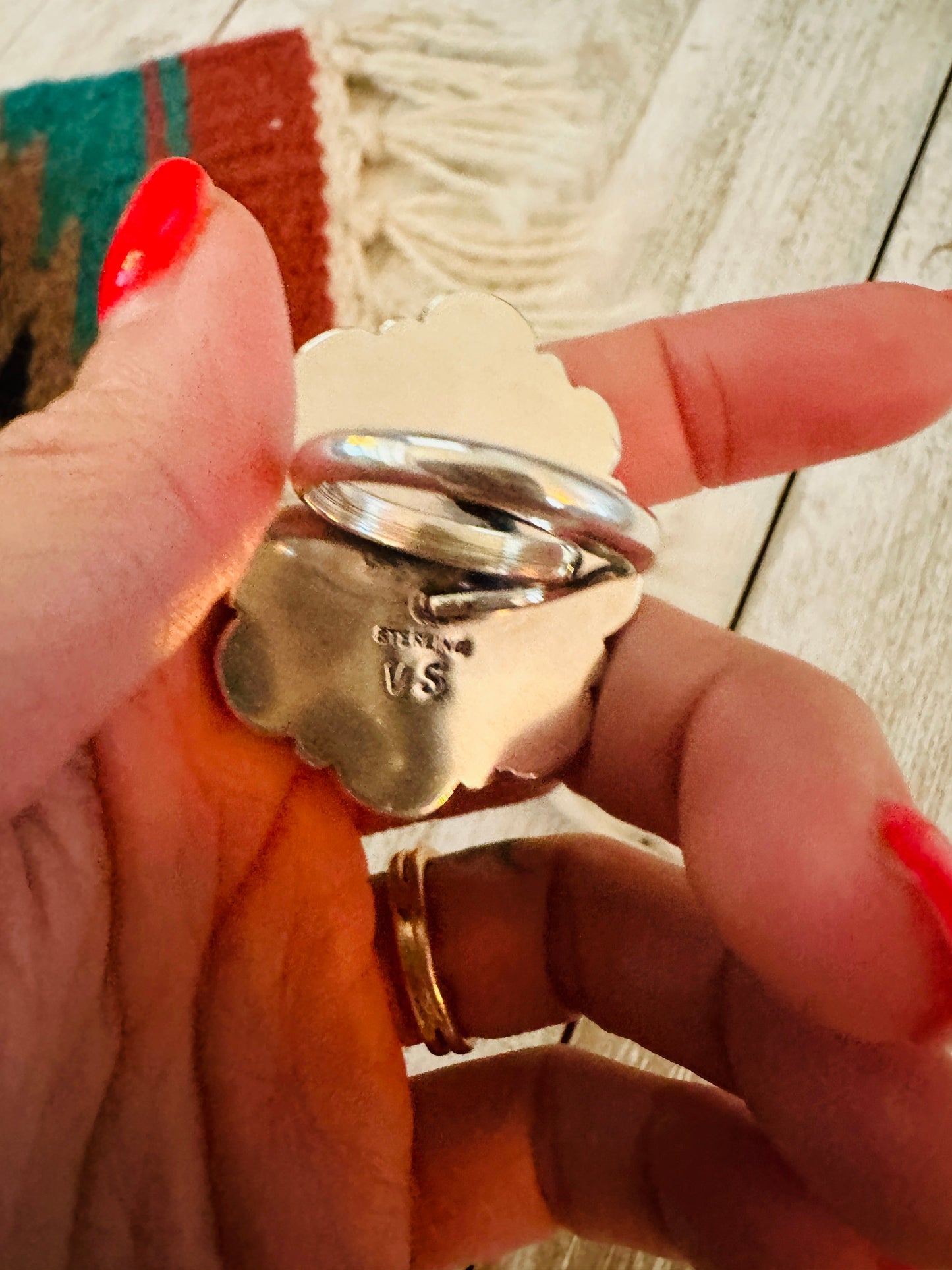 Handcrafted Sterling Silver & Turquoise Cluster Adjustable Ring
