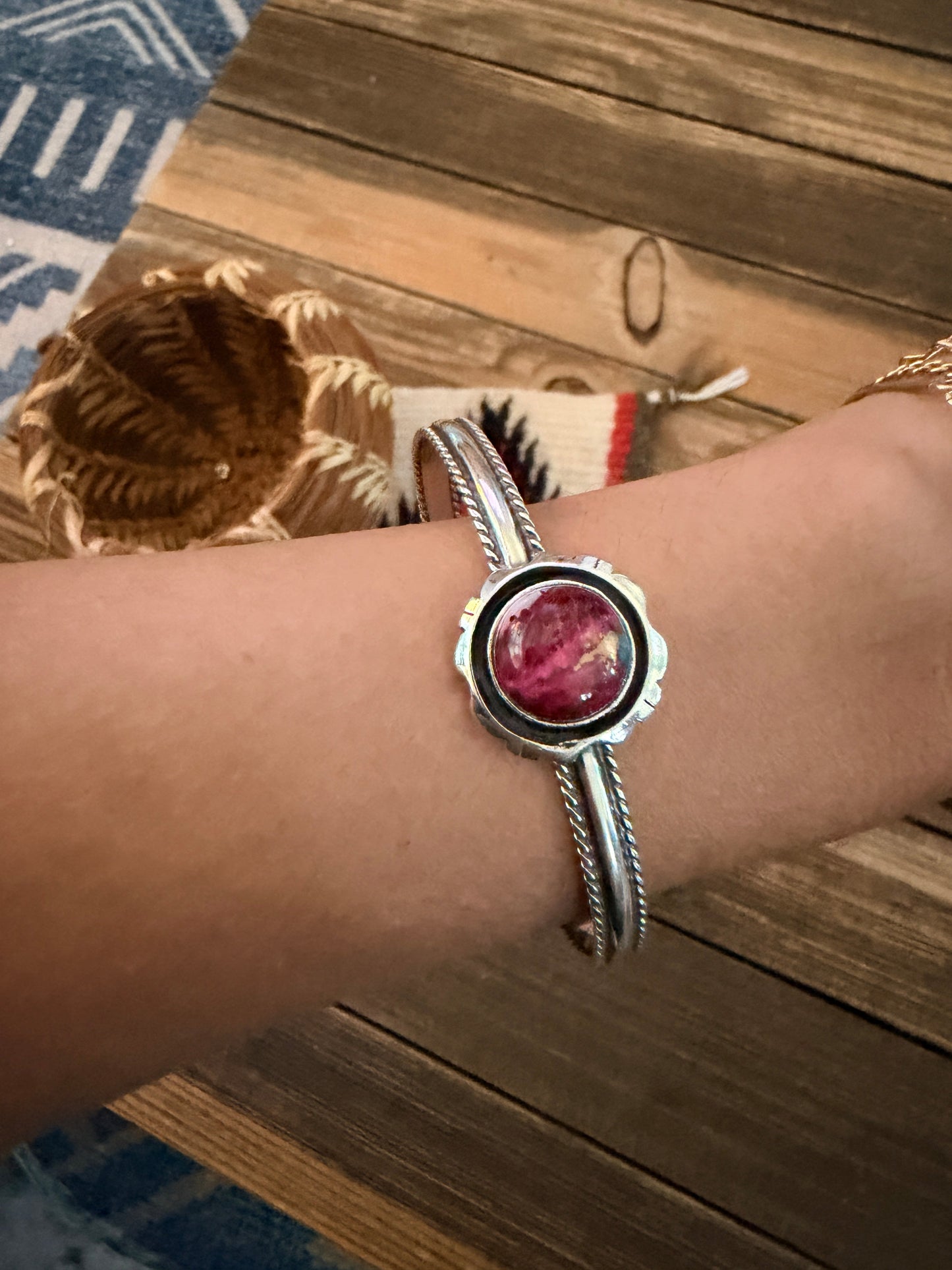 Handcrafted Pink Dream Mojave & Sterling Silver Cuff Bracelet