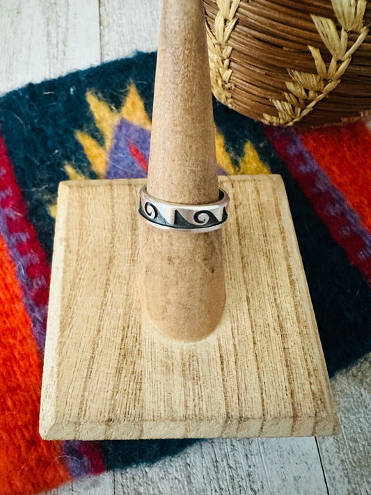 Handcrafted Overlaid Sterling Silver Swirl Cigar Band Ring