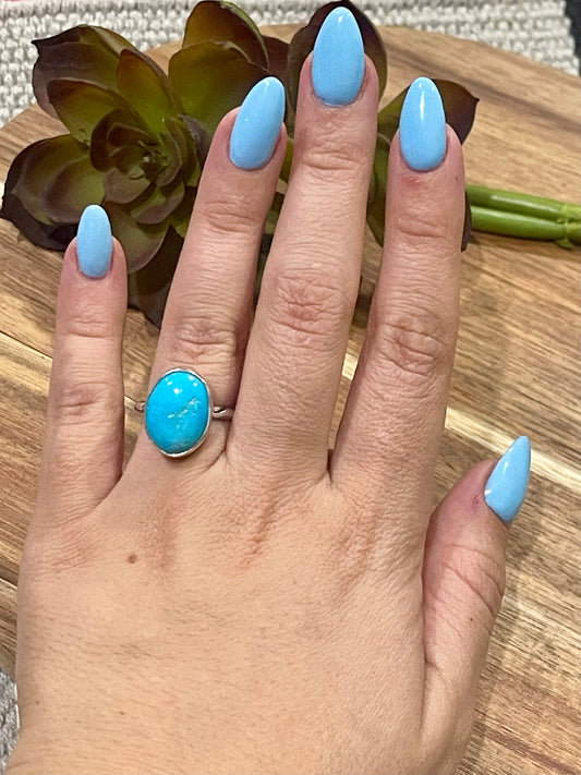 Handcrafted Turquoise & Sterling Silver Ring Size 5.75