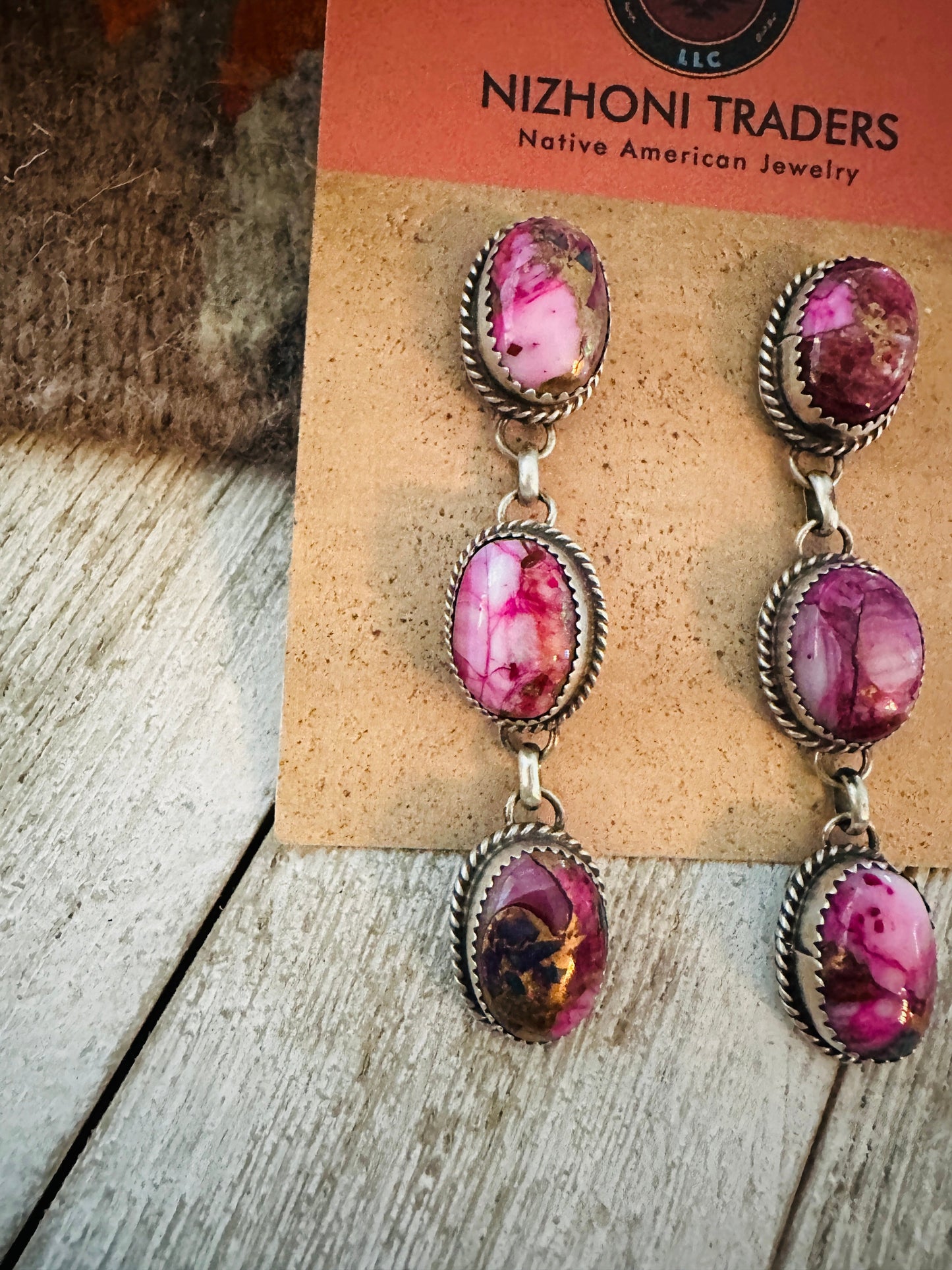 Handcrafted Sterling Silver & Pink Dream Mojave Dangle Earrings