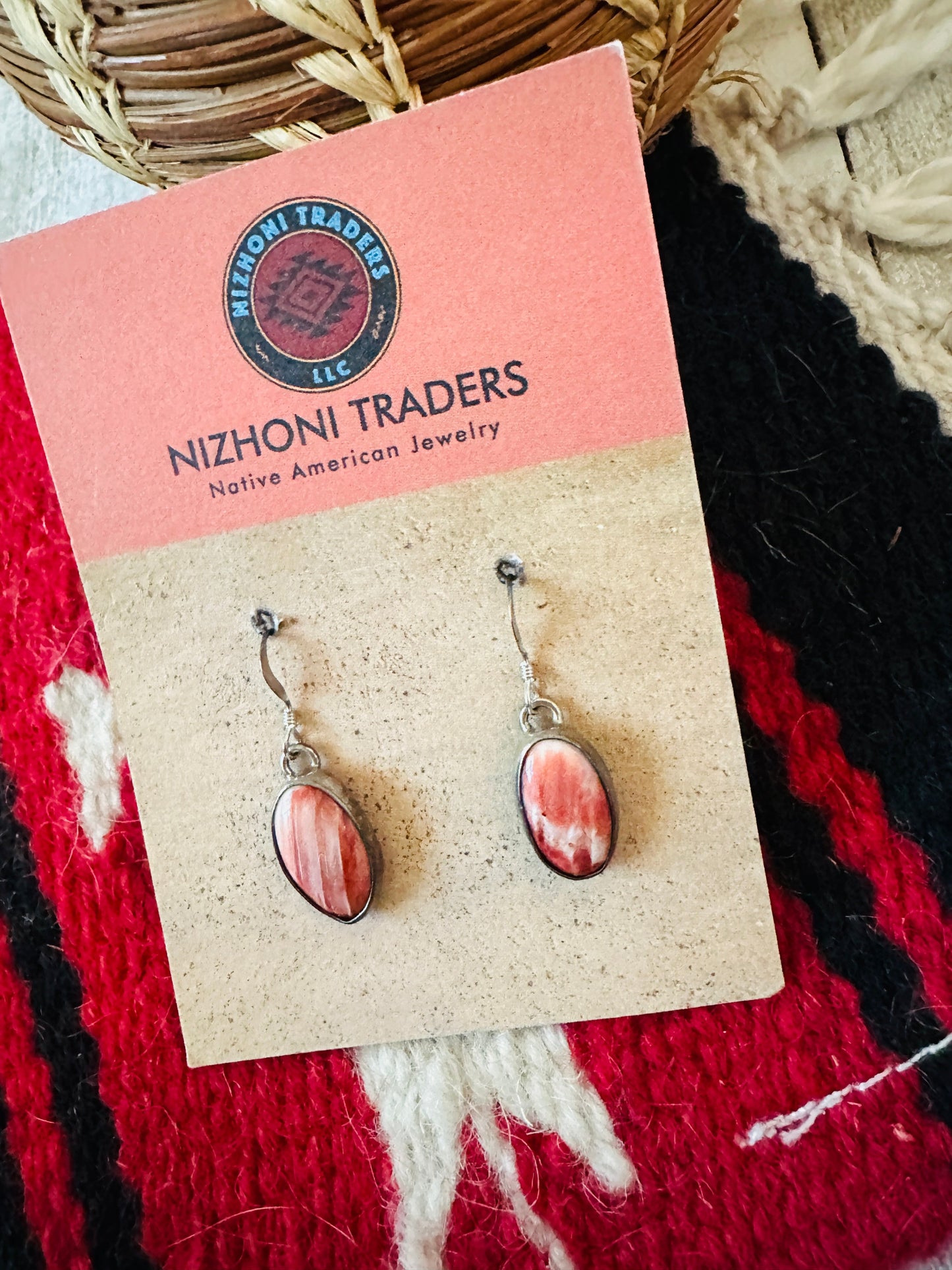 Handcrafted Sterling Silver & Orange Spiny Dangle Earrings