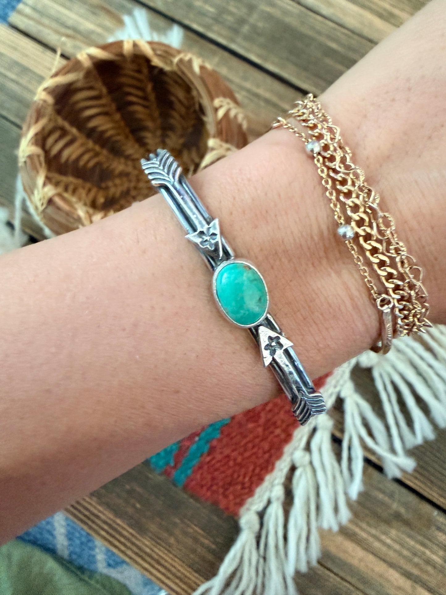 Handcrafted Sterling Silver & Turquoise Arrow Cuff Bracelet