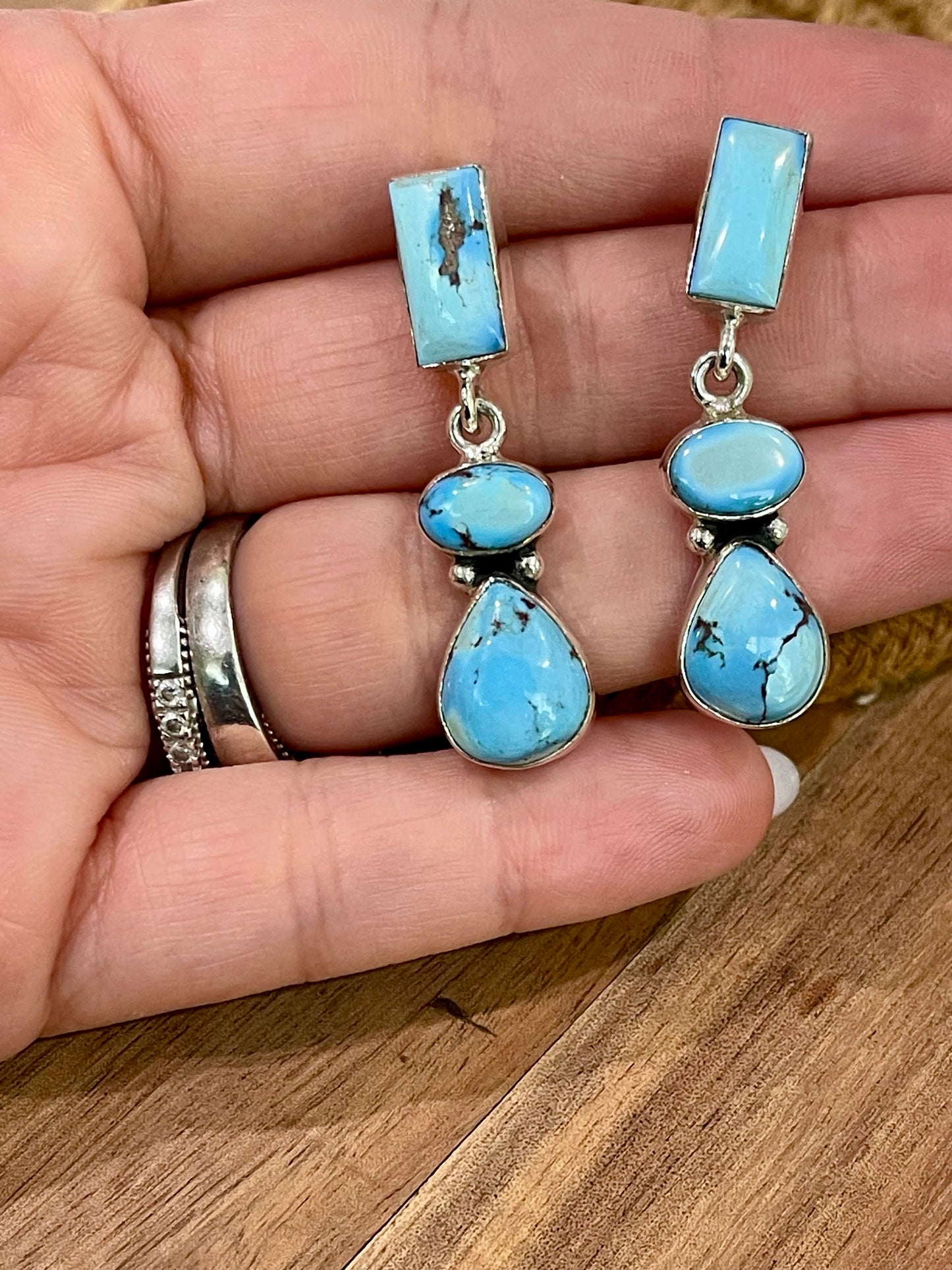 Handcrafted Sterling Silver & Golden Hills Post Dangle Earrings