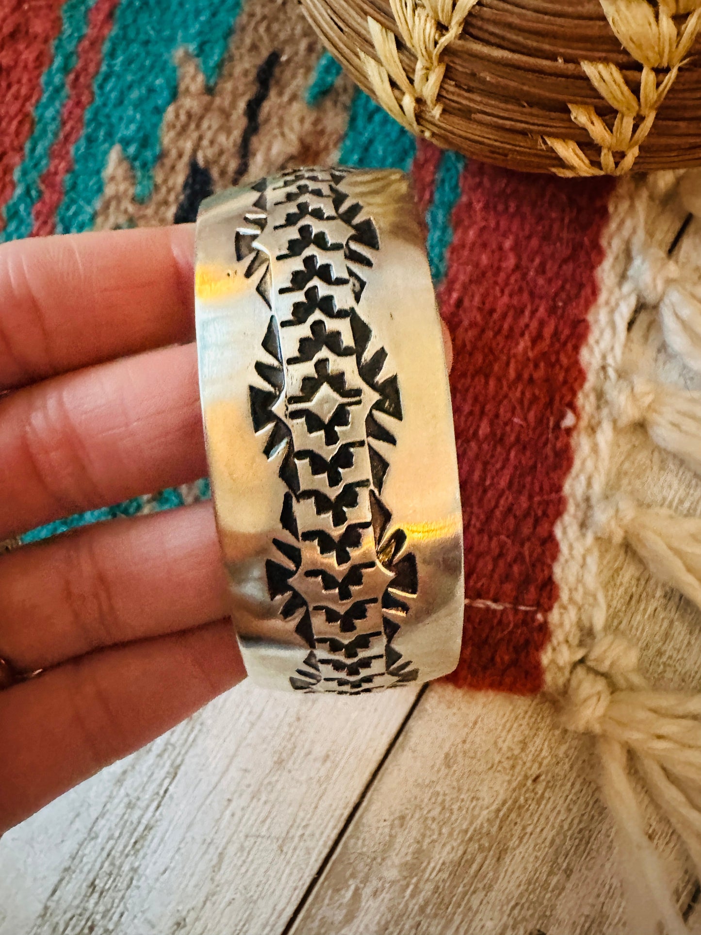 Handcrafted & Hand Stamped Sterling Silver Cuff Bracelet