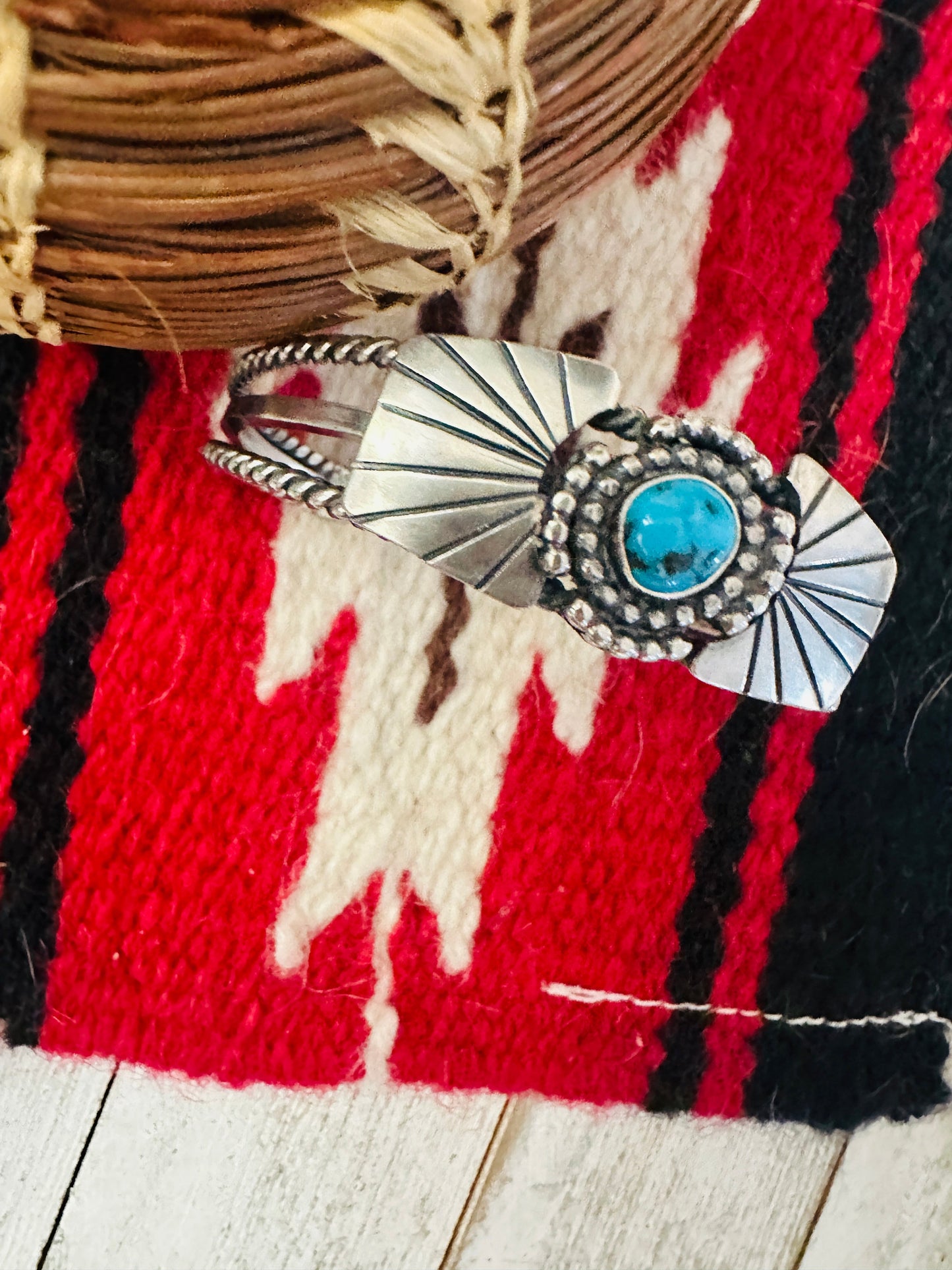 Handcrafted Kingman Turquoise & Sterling Silver Cuff Bracelet