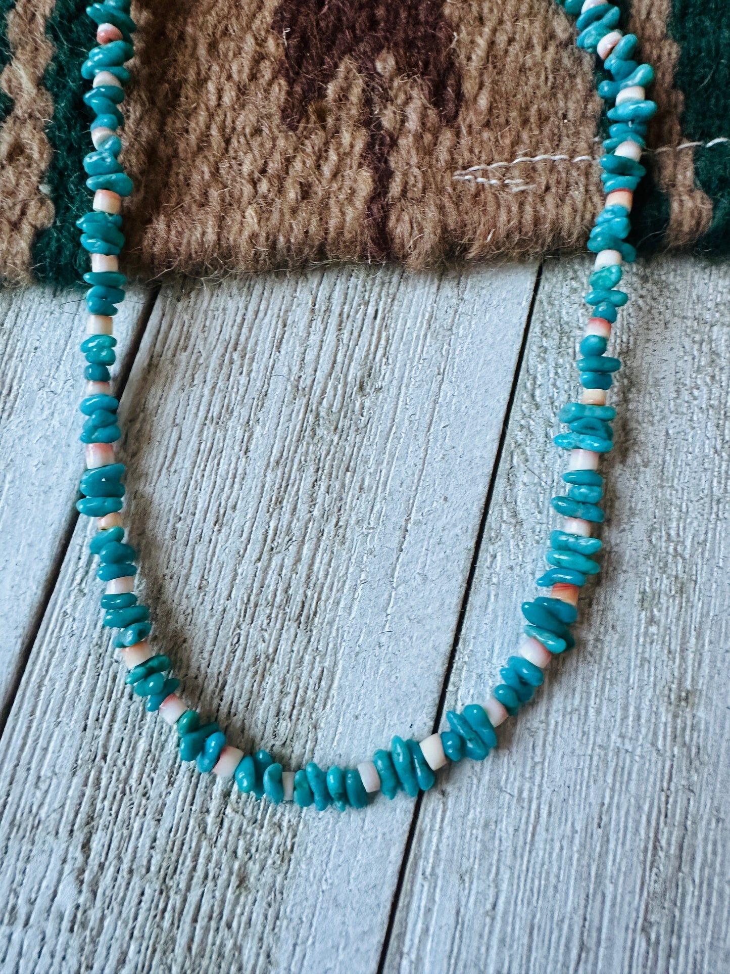 Handcrafted Turquoise, Spiny & Heishi 18” Beaded Necklace