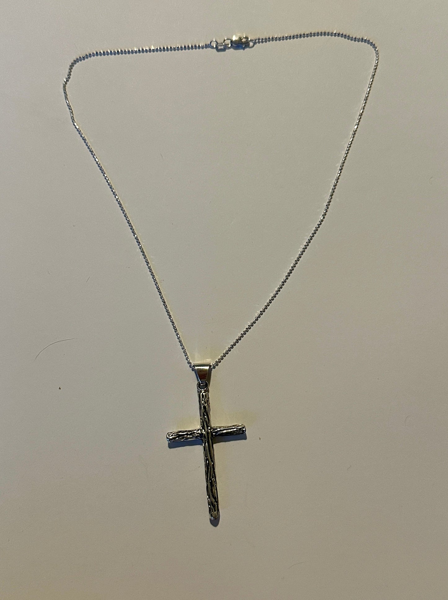 Wood Textured Cross Pendant Necklace