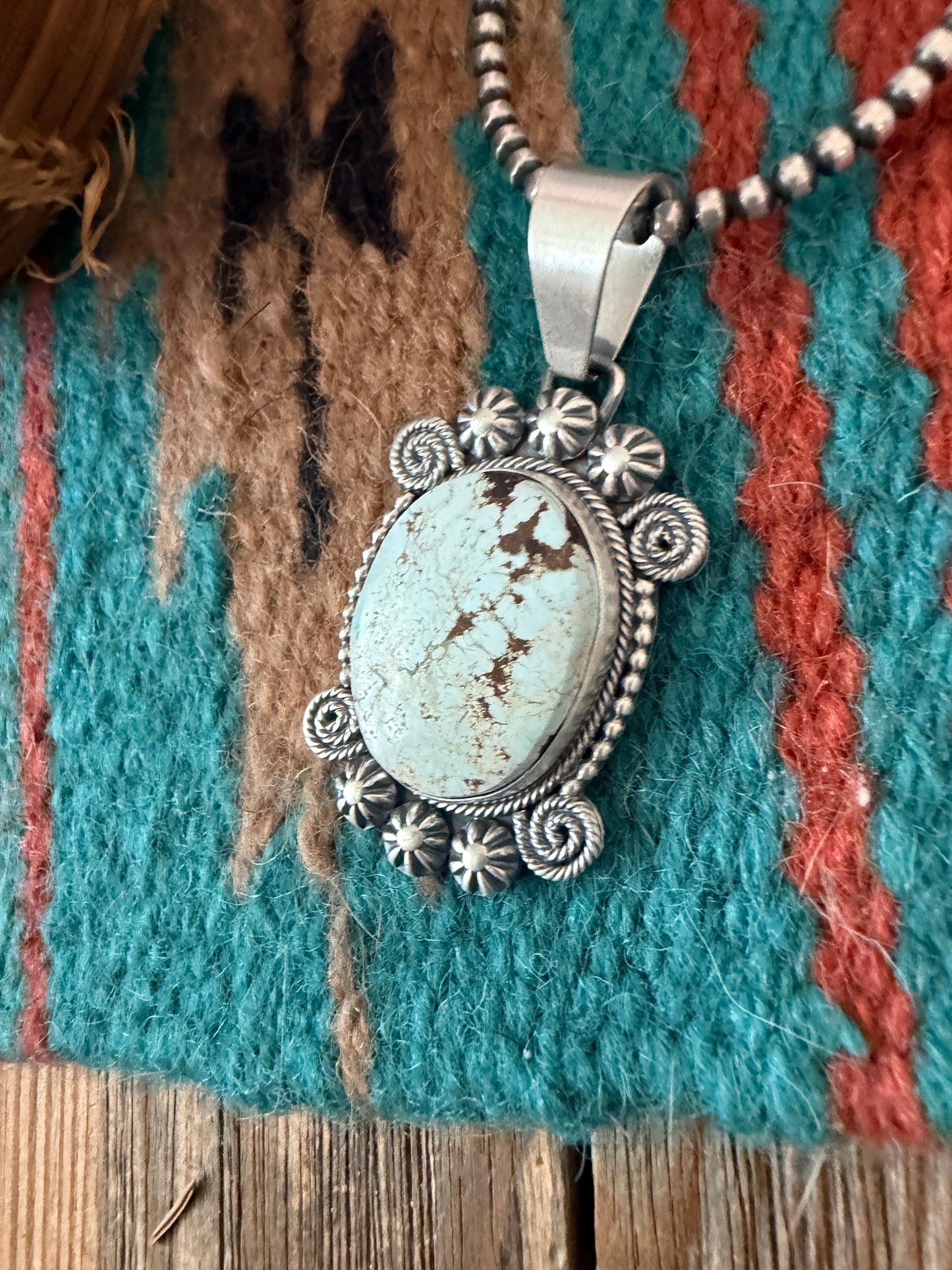 Handcrafted Sterling Silver & Dry Creek Turquoise Pendant by Daniel Benally