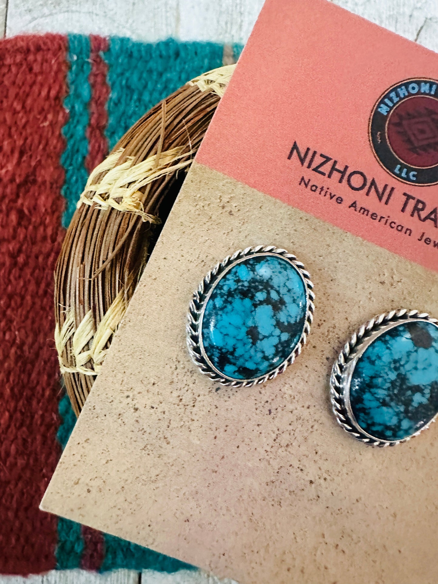 Handcrafted Turquoise & Sterling Silver Post Earrings