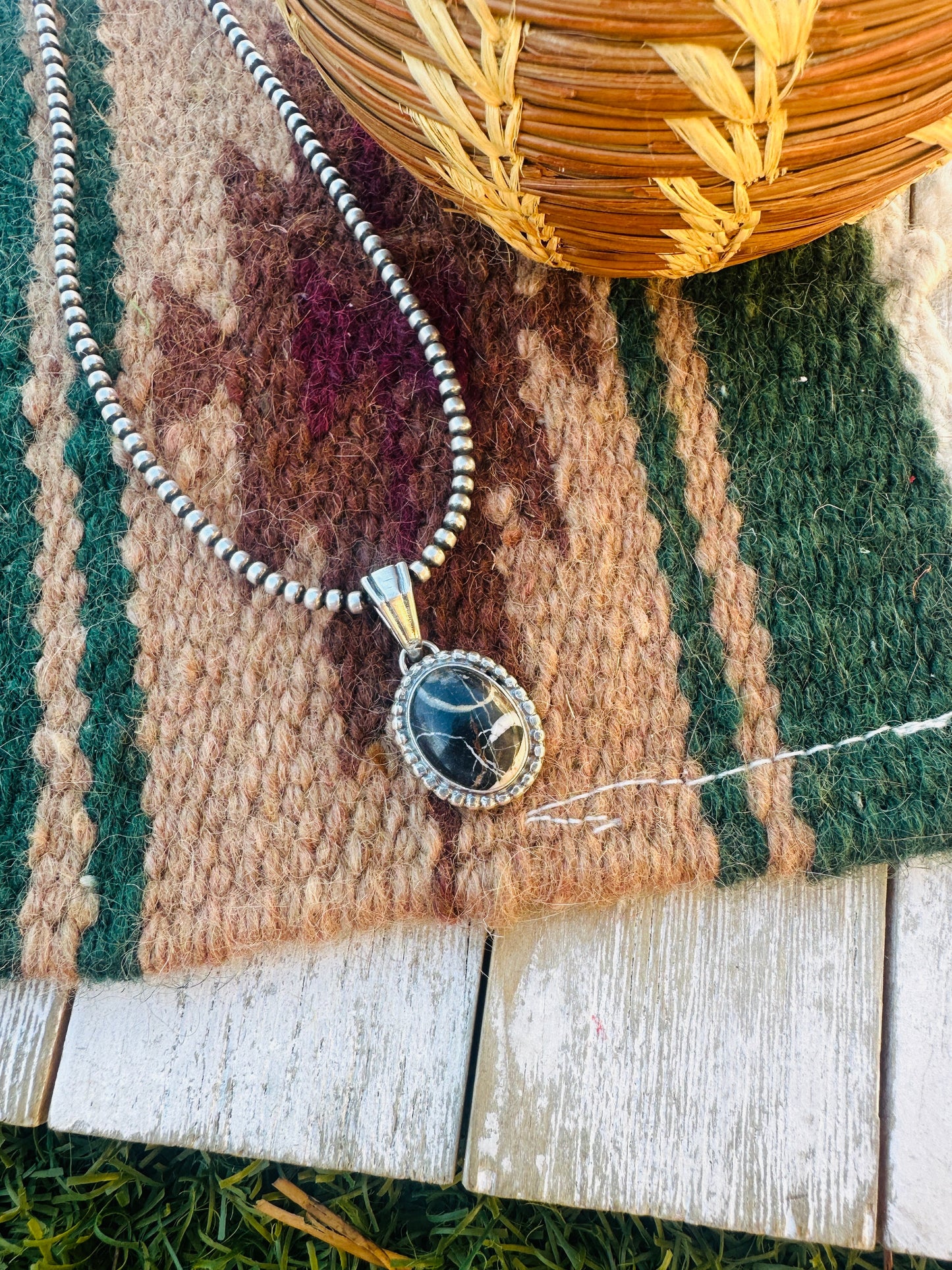 Handcrafted Sterling Silver & White Buffalo Pendant