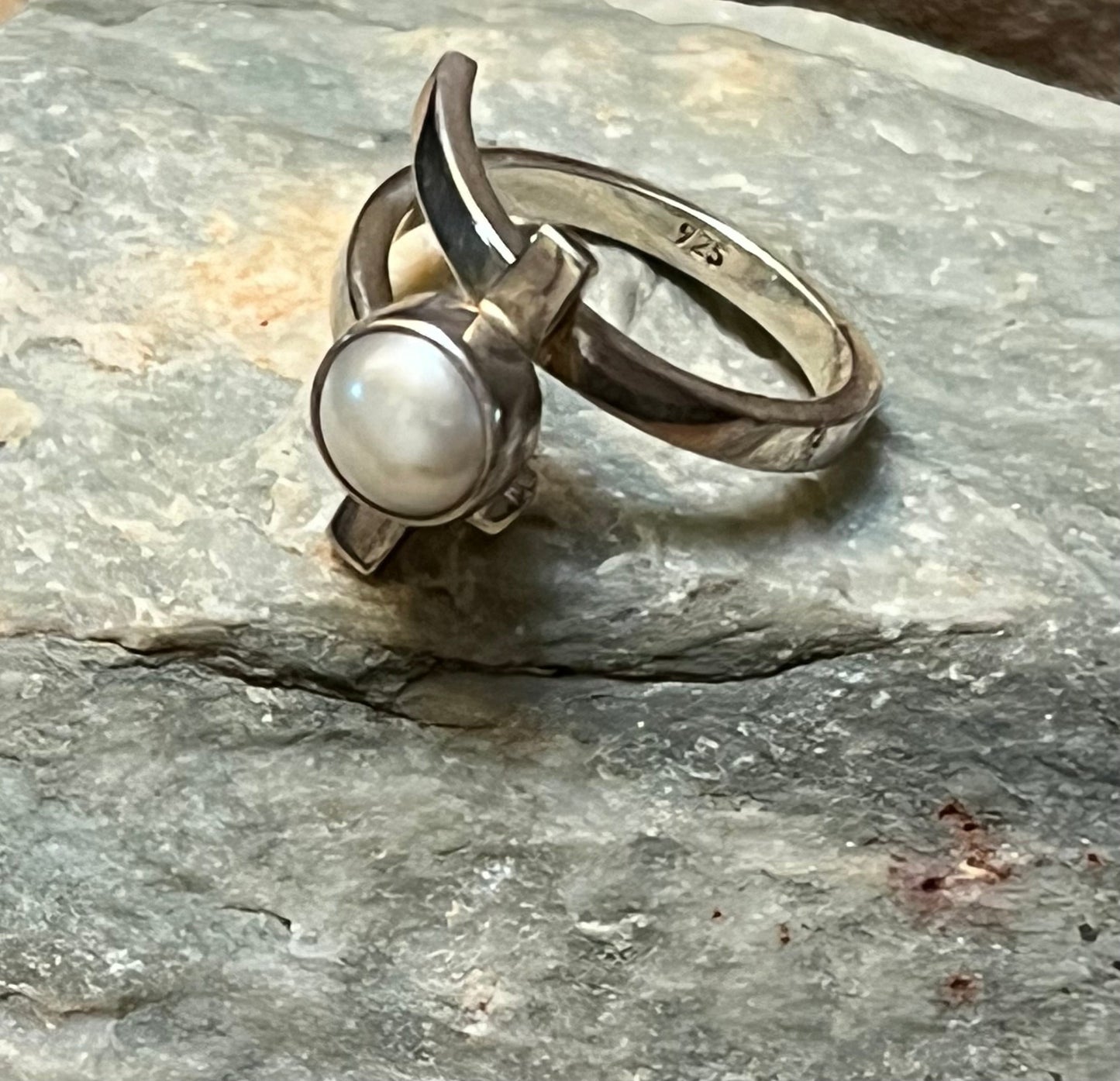 Wrap Sterling Silver Ring w/ Pearl Center