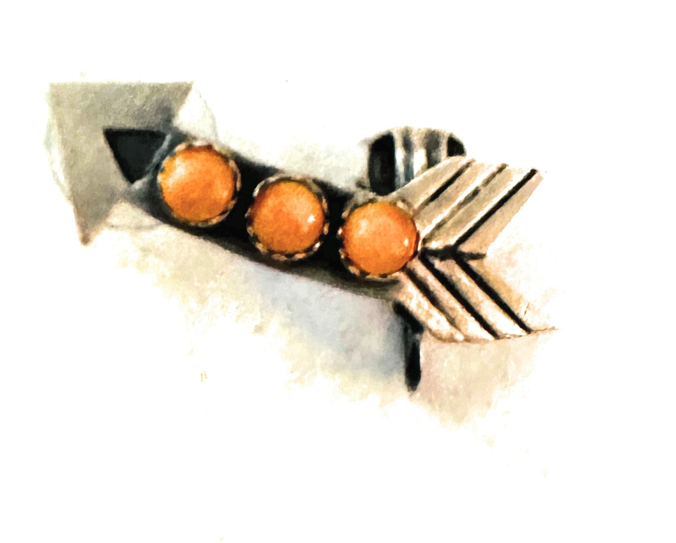 Handcrafted Orange Spiny & Sterling Silver Arrow Ear Cuff