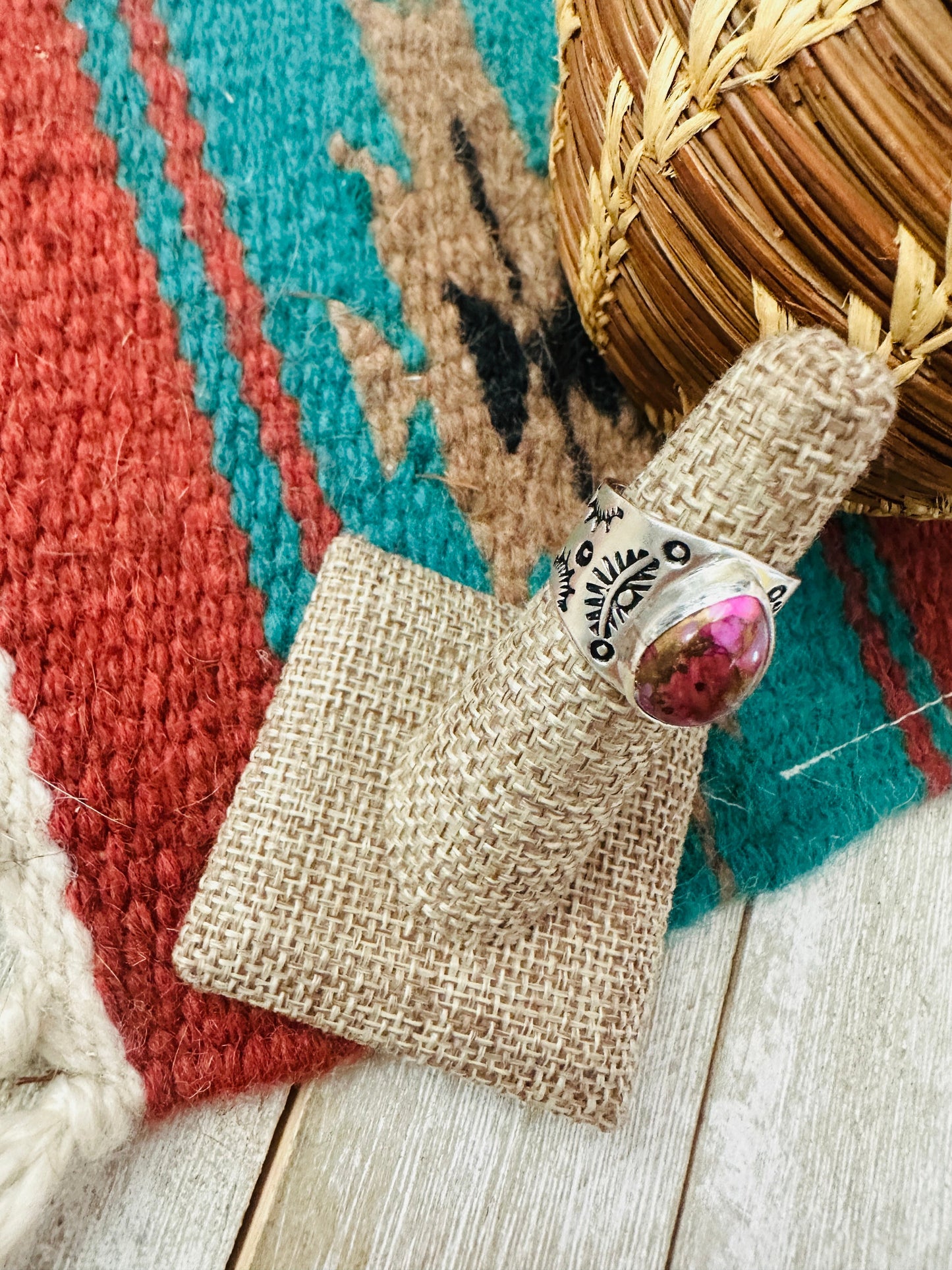 Handcrafted Sterling Silver & Pink Dream Mojave Ring Size 5.5