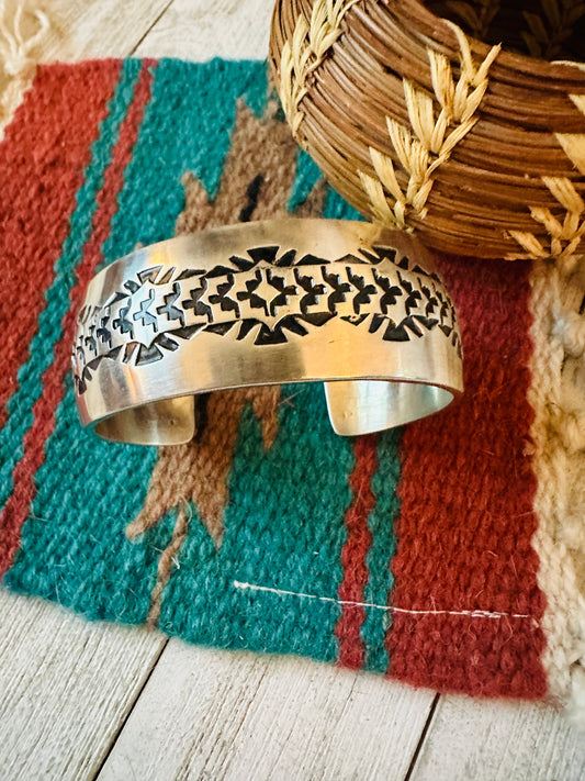 Handcrafted & Hand Stamped Sterling Silver Cuff Bracelet