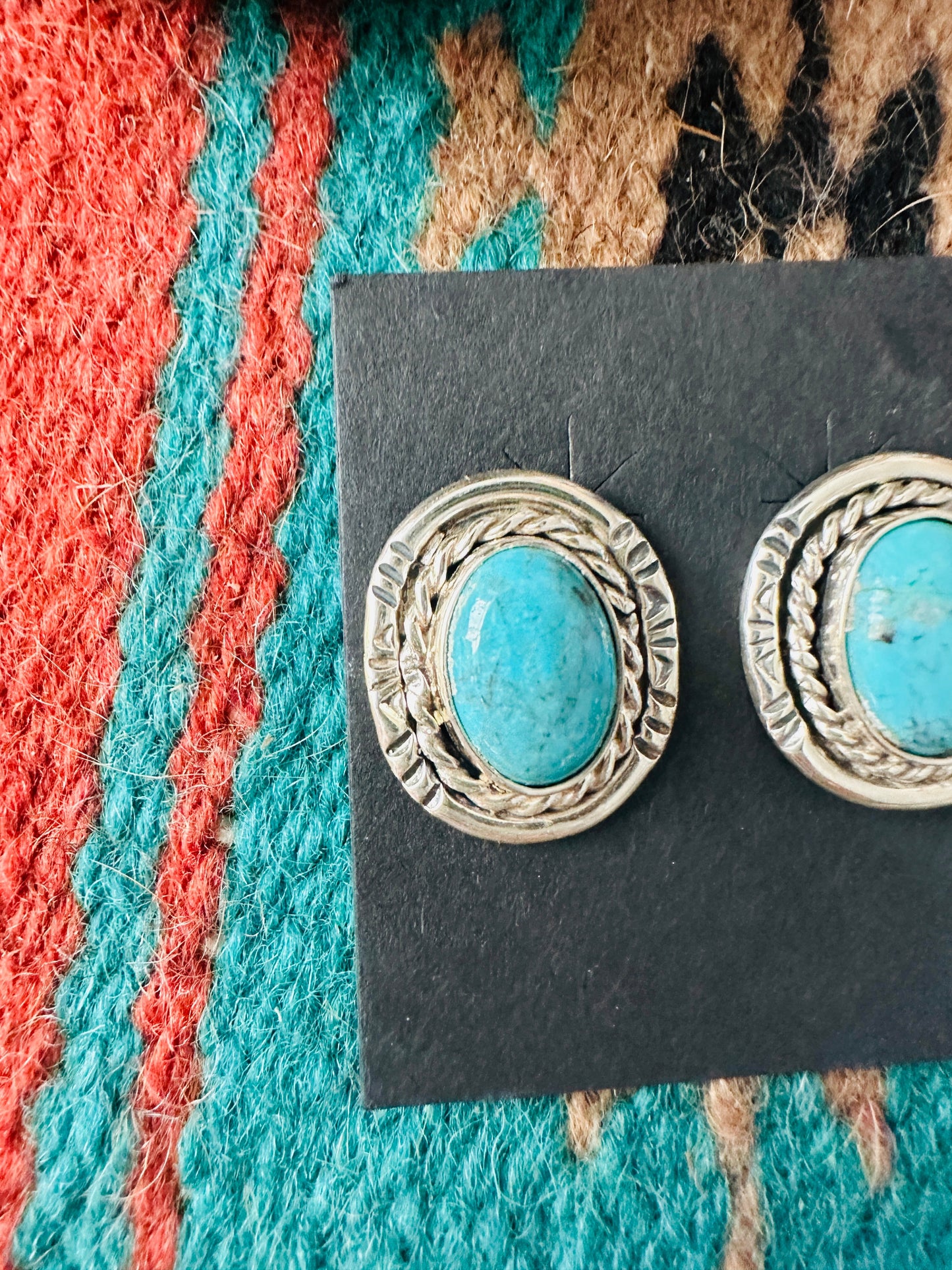 Handcrafted Turquoise & Sterling Silver Post Earrings