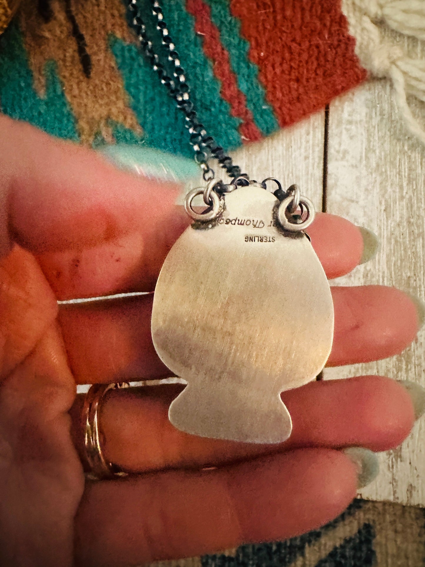 Handcrafted Sterling Silver & Multi Stone Inlay Spade Necklace
