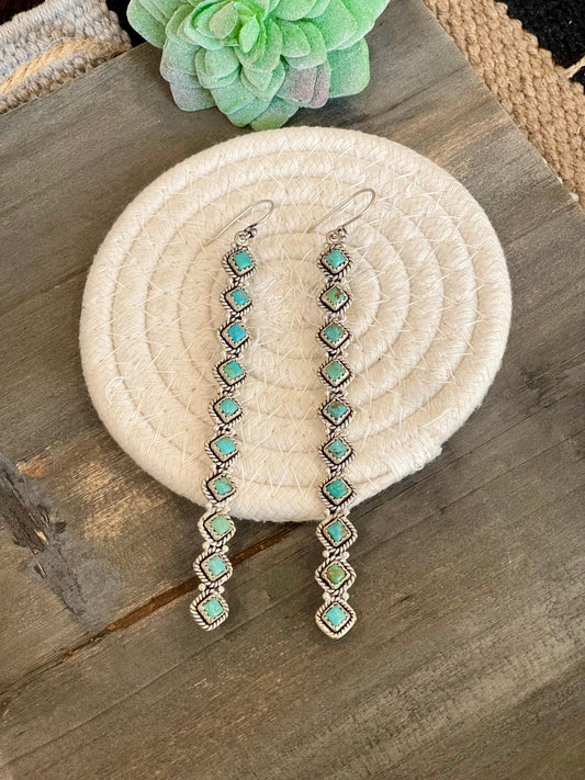 Handmade Turquoise and Sterling Silver Dangles 10 stone