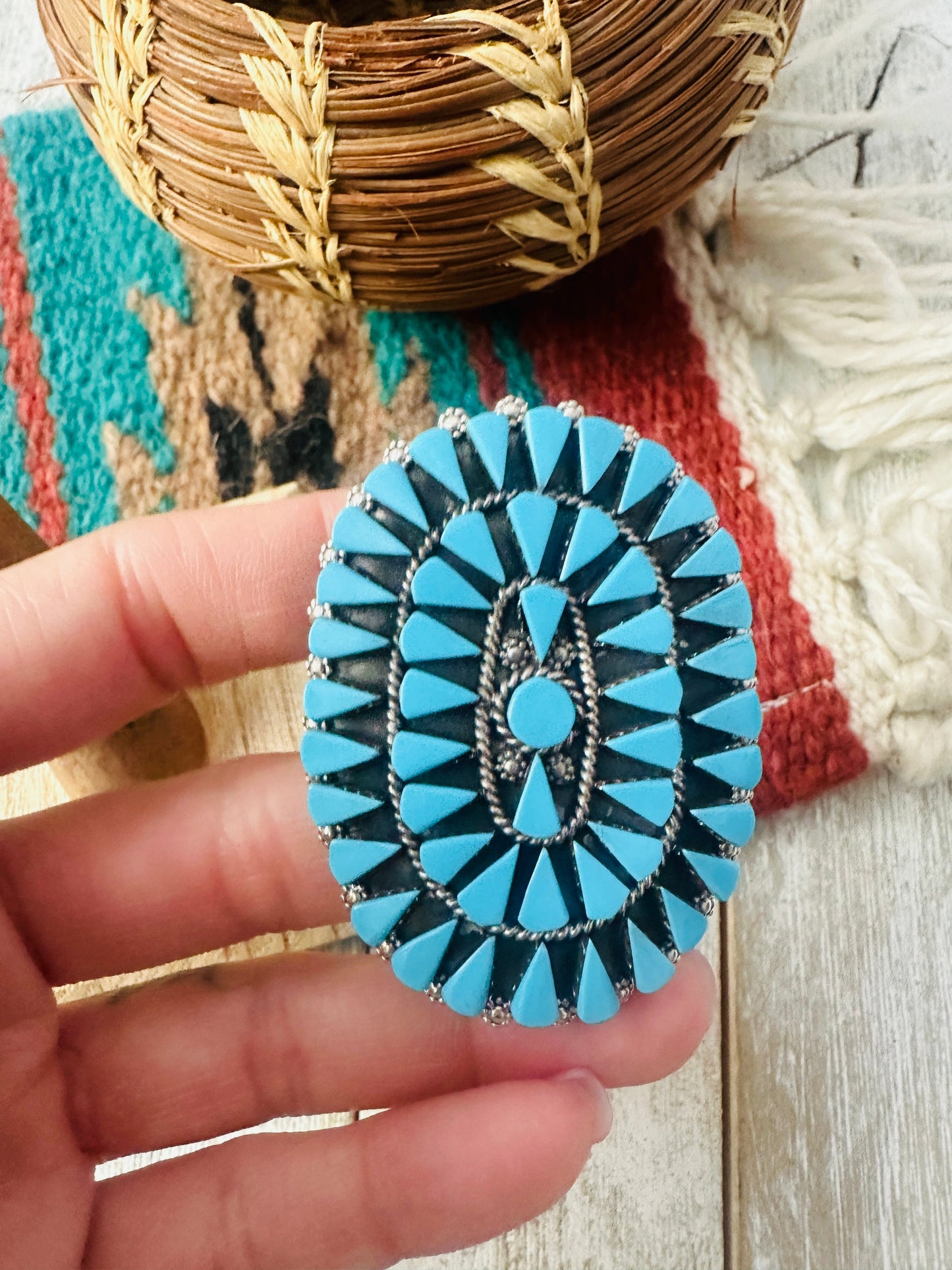 Handcrafted Sterling Silver & Turquoise Cluster Ring