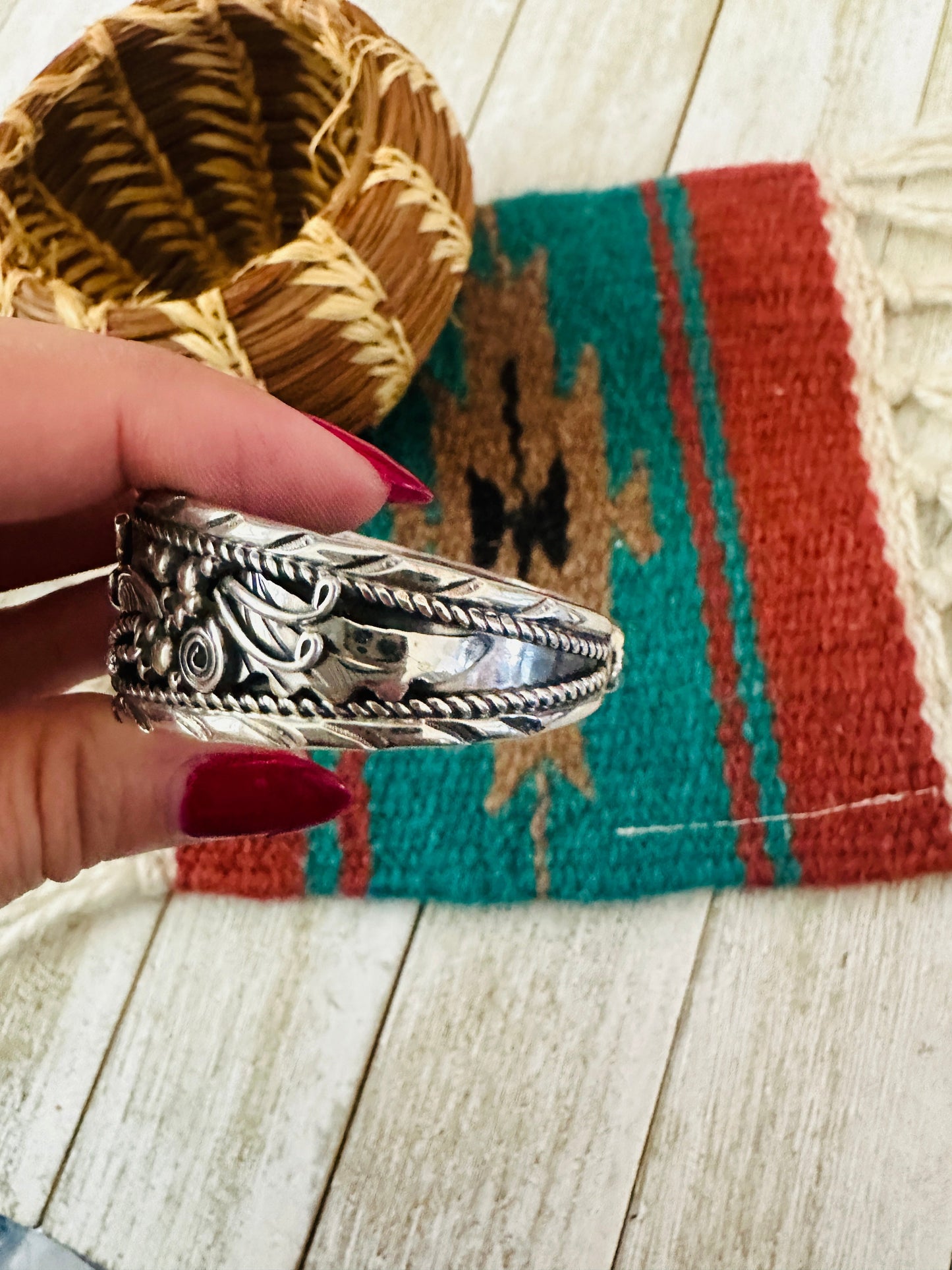 Handcrafted Old Pawn Sterling Silver Cuff Bracelet