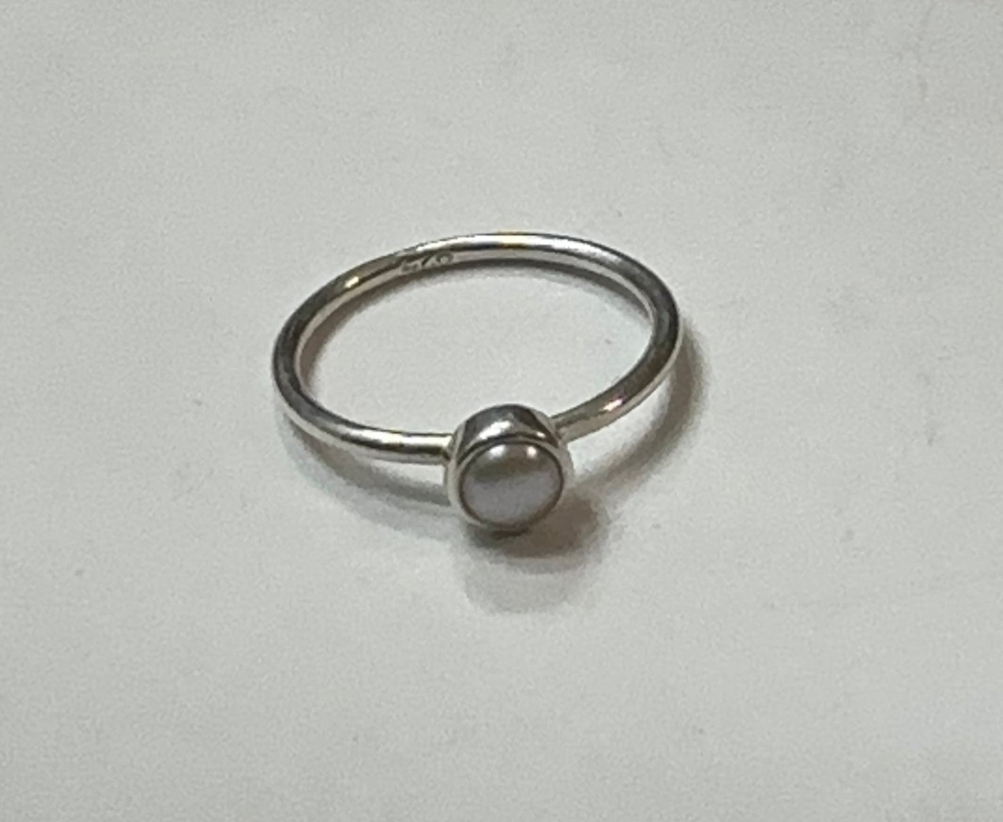 Petite White Pearl Sterling Silver Ring