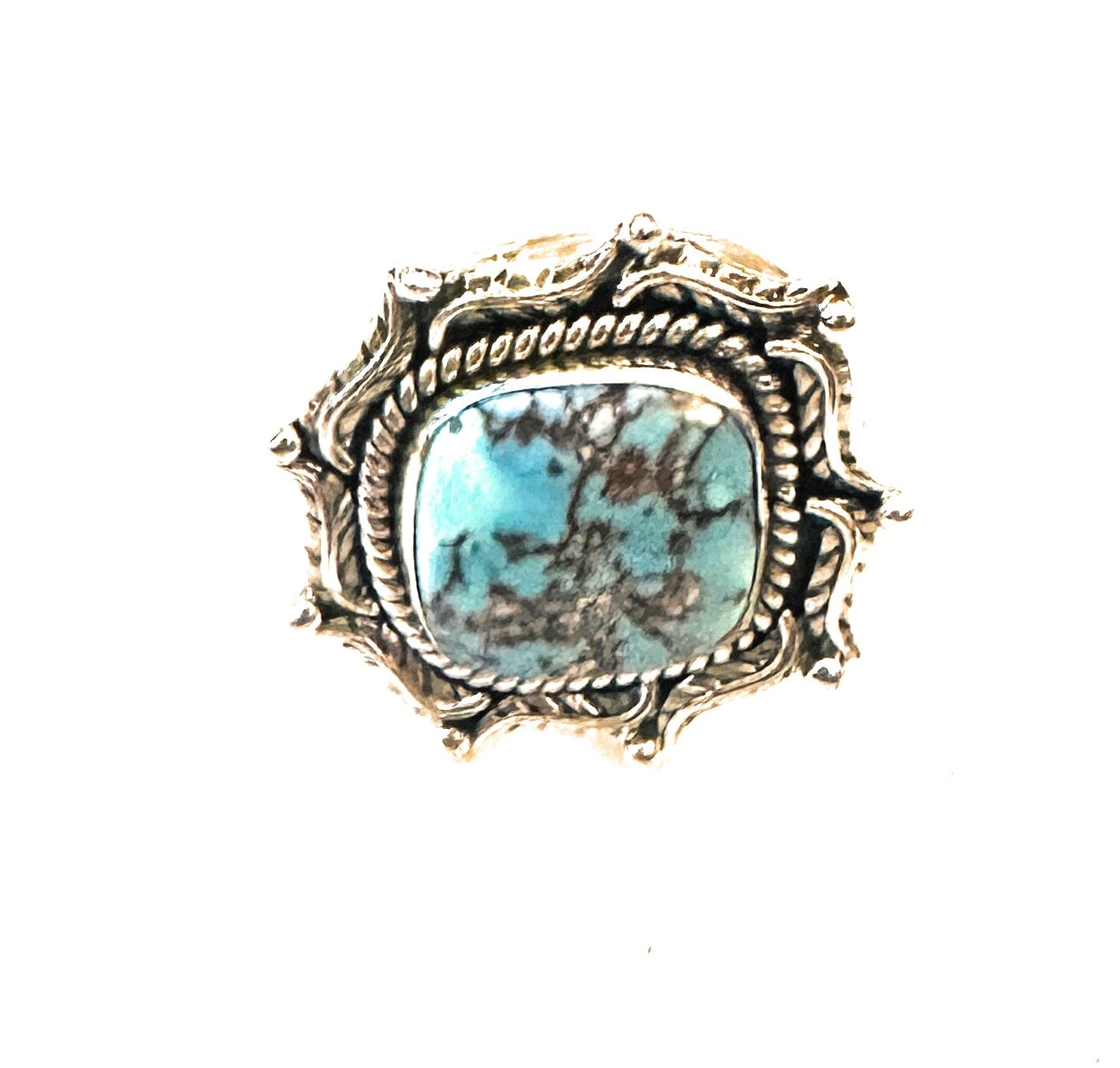 Handmade Golden Hills Turquoise & Sterling Silver Adjustable Ring Signed Nizhoni