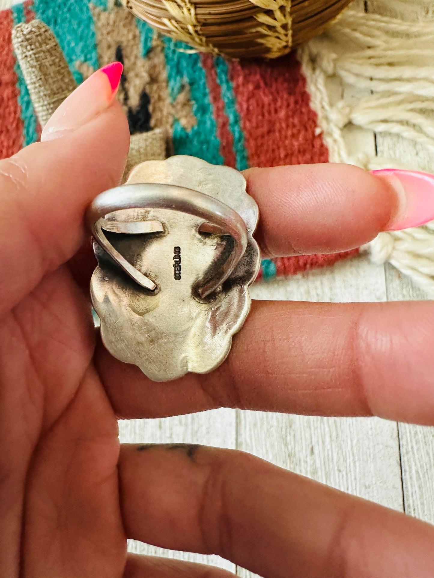 Handcrafted Turquoise & Sterling Silver Concho Ring