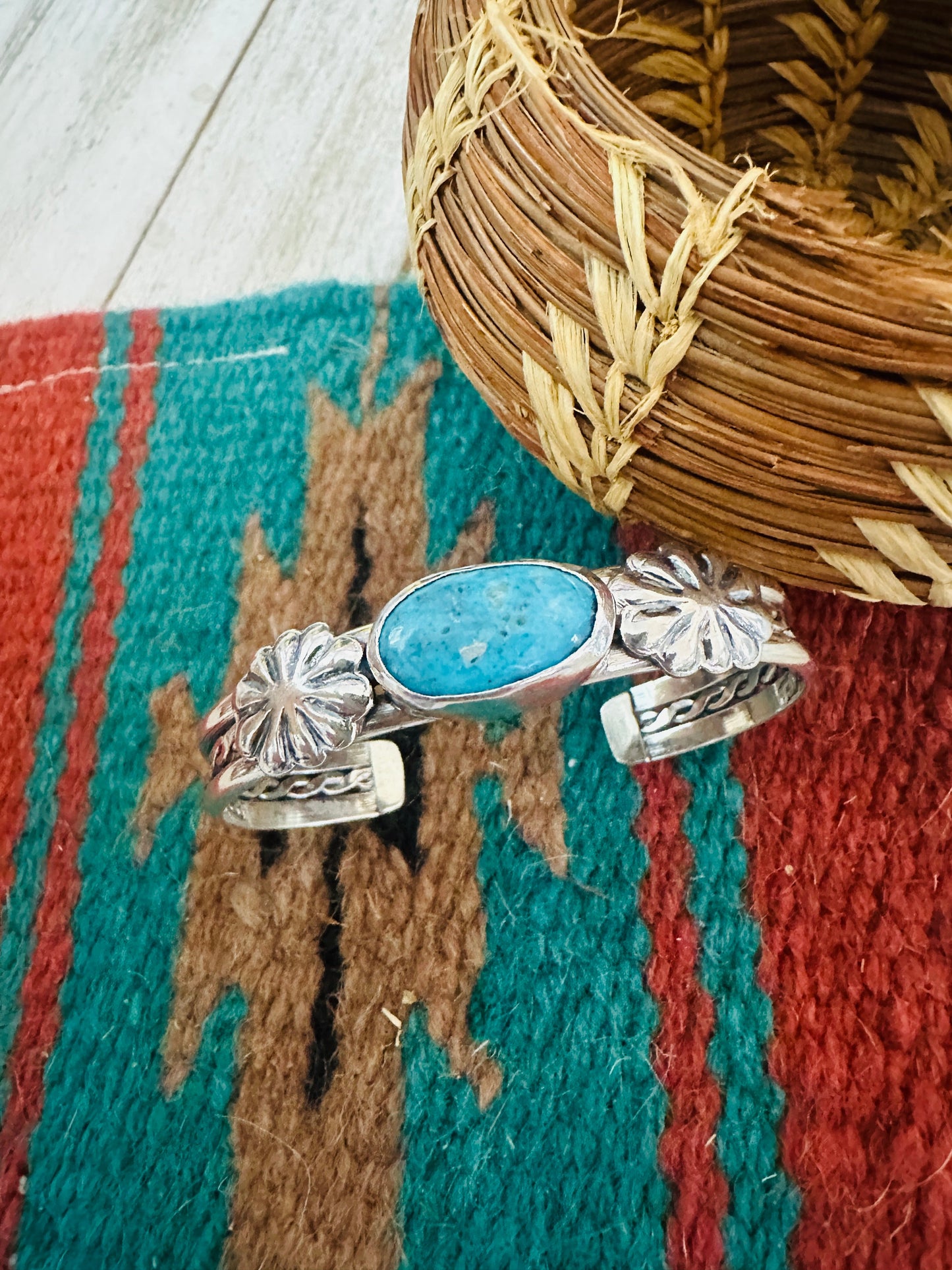 Handcrafted Turquoise & Sterling Silver Cuff Bracelet