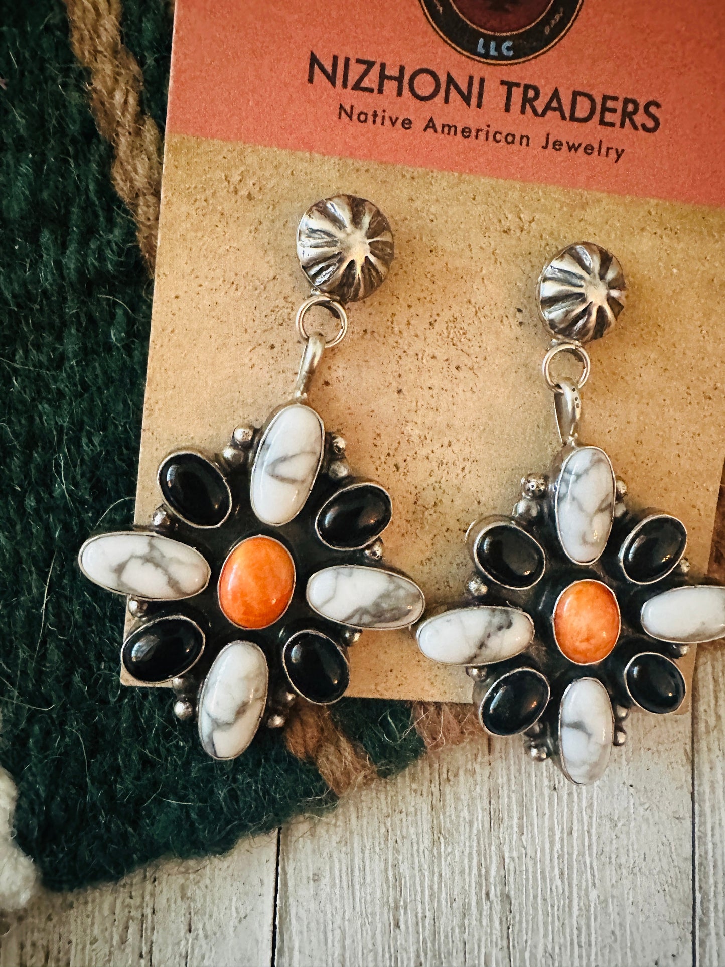 Handcrafted Multi Stone & Sterling Silver Dangle Earrings