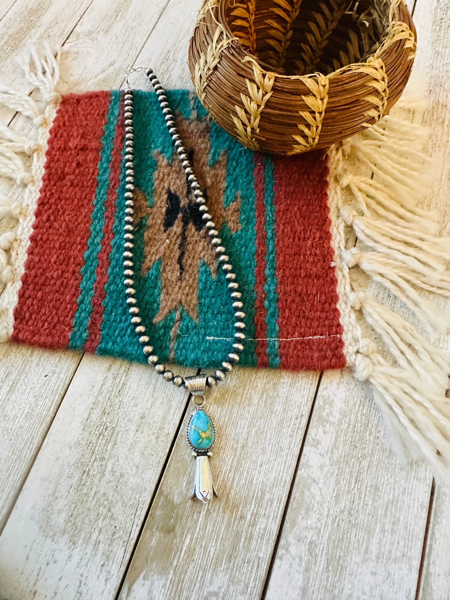 Handcrafted Sterling Silver & Sonoran Gold Turquoise Blossom Necklace