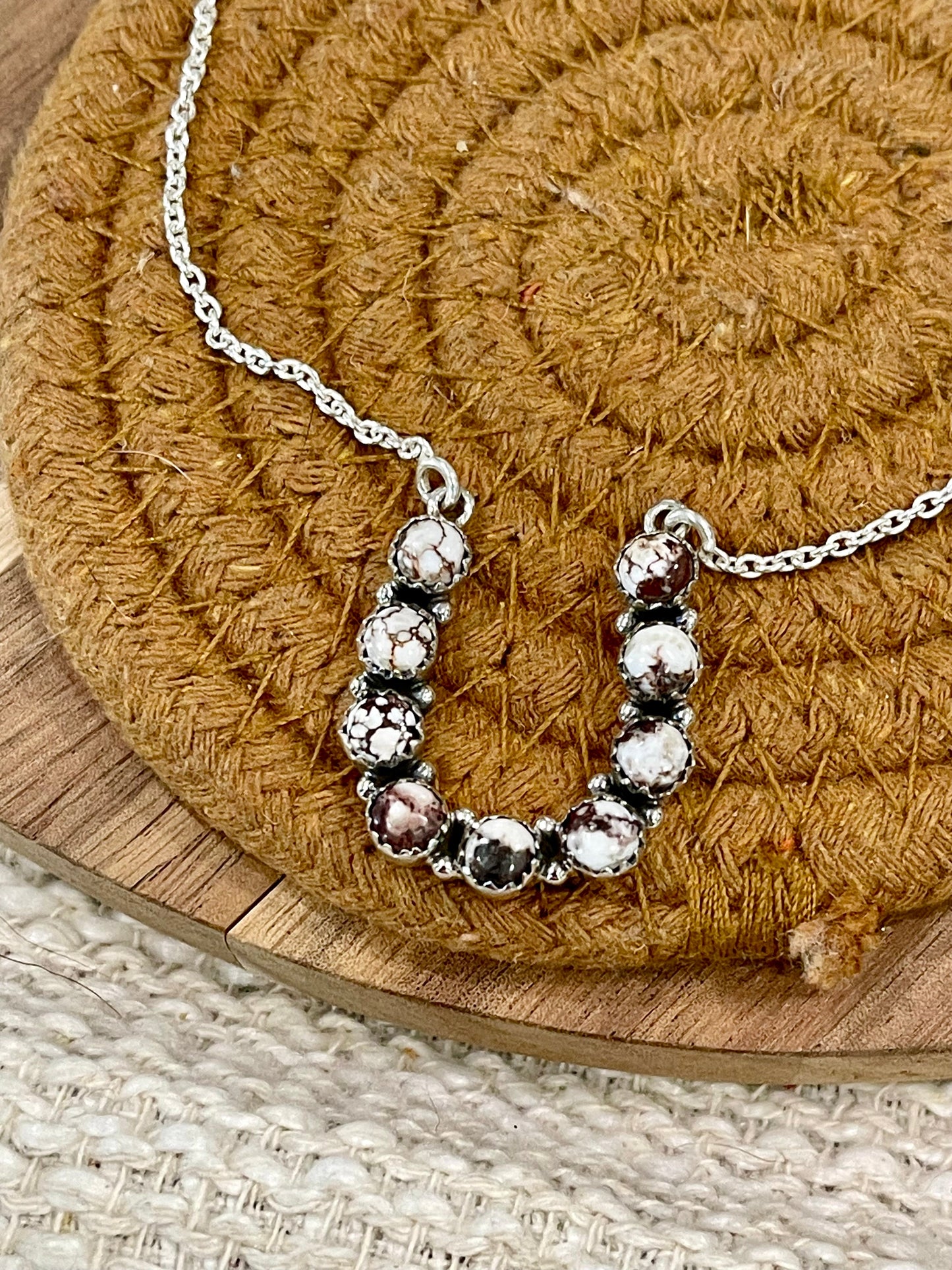 Handcrafted Sterling Silver & Wild Horse Horseshoe Necklace