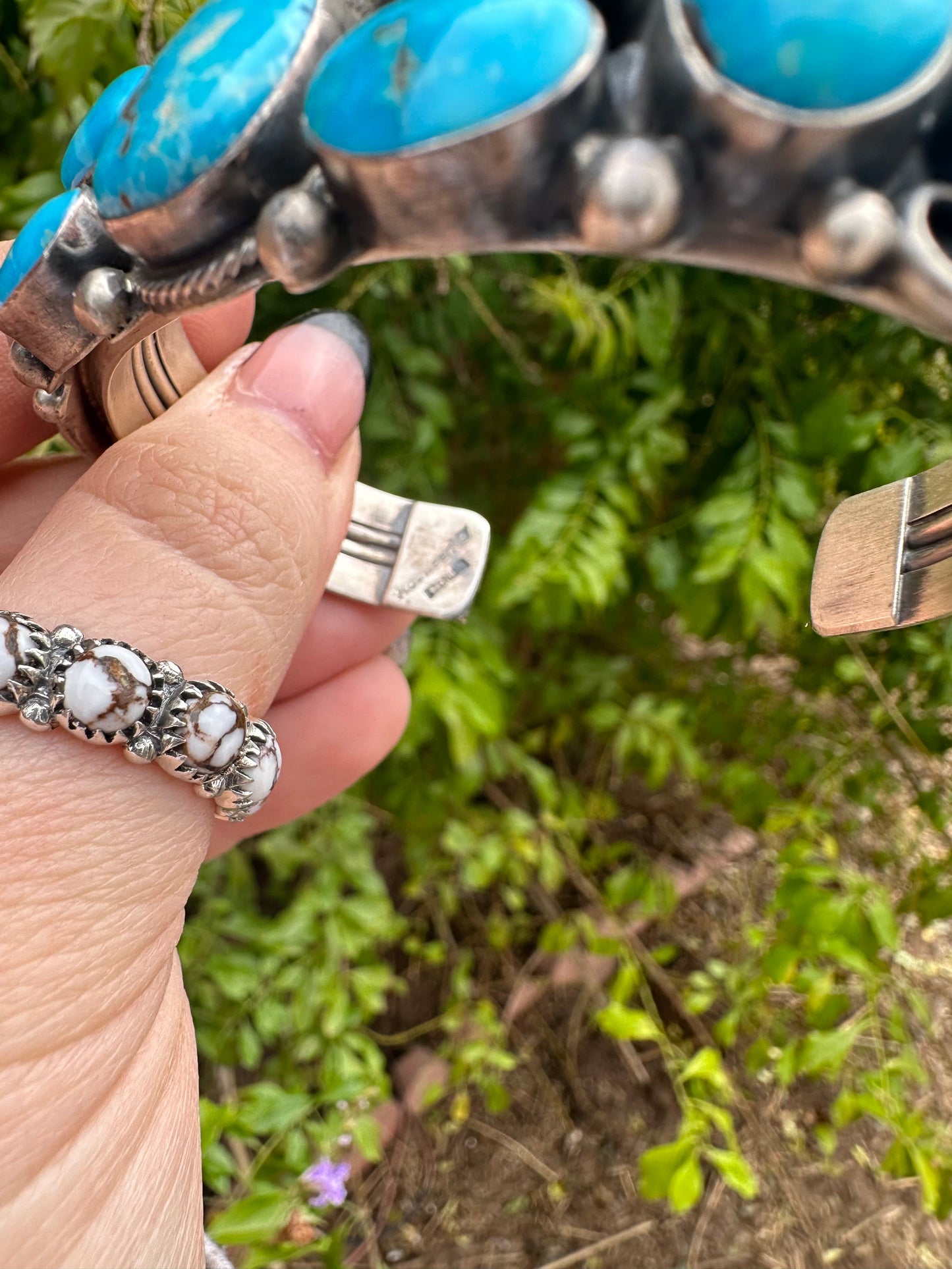 Beautiful Kathleen Livingston Navajo Sterling Turquoise Bracelet Cuff Signed