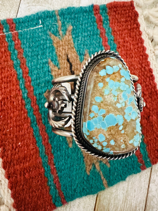 Handcrafted Sterling Silver & Number 8 Turquoise Cuff Bracelet by Chimney Butte