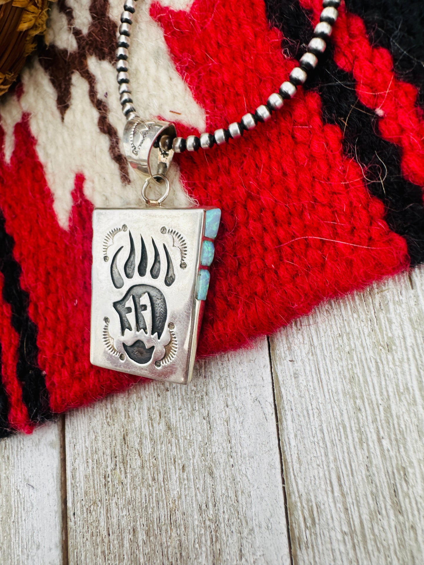 Handcrafted Sterling Silver & Opal Bear Paw Pendant