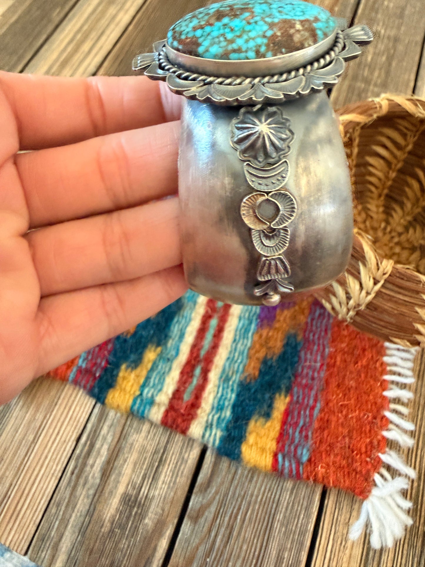 Handcrafted Sleeping Beauty Turquoise & Sterling Silver Cuff Bracelet by Kevin Billah