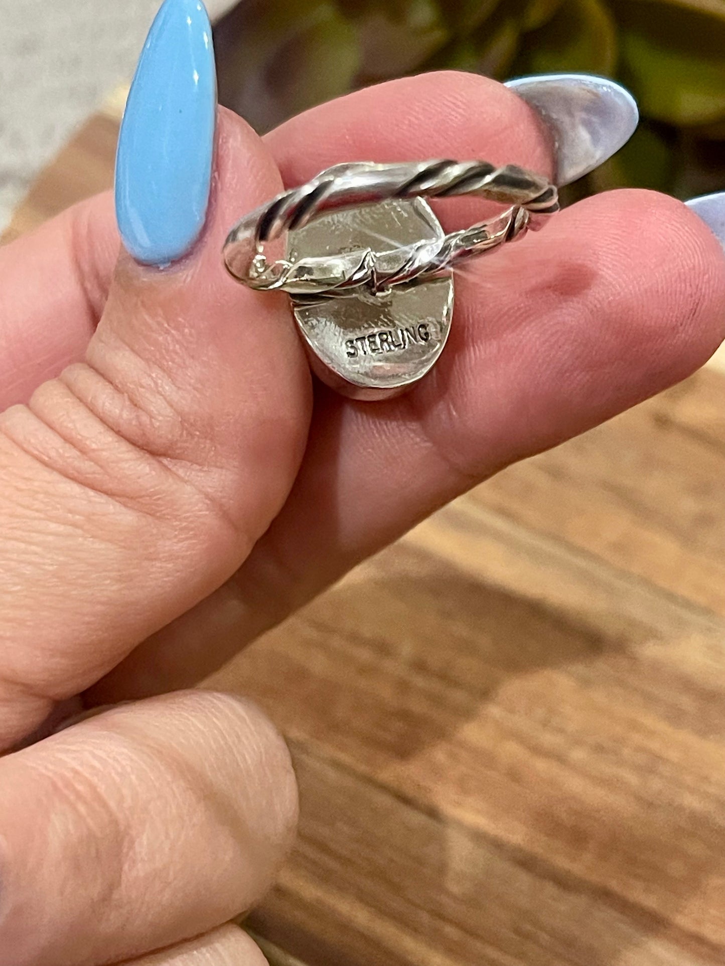 Handcrafted Turquoise & Sterling Silver Ring Size 7.25