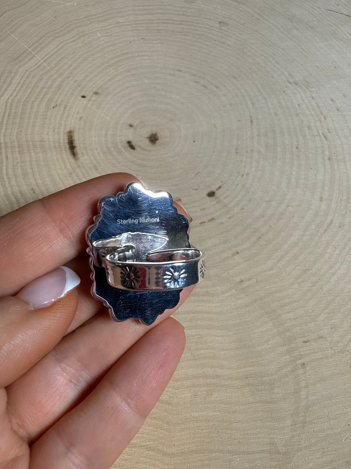 Handmade Wild Horse & Sterling Adjustable Cluster Ring